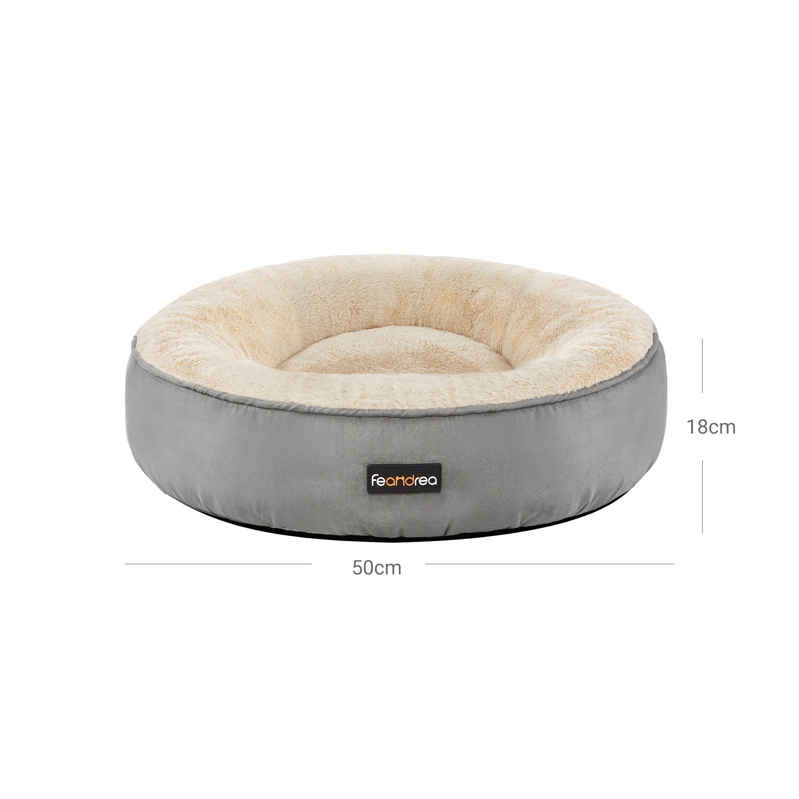 Dog Bed - Fabric - Dark Grey - Donut Shape with Removable Cushion