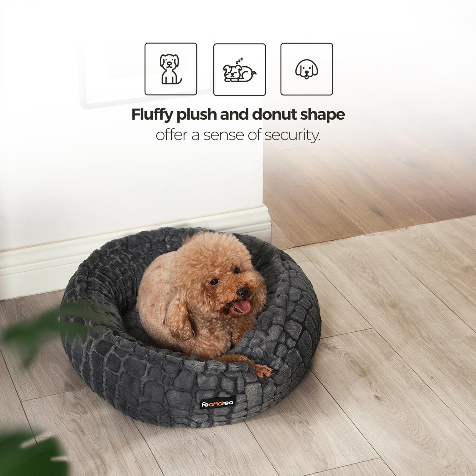 Small Plush Pet Bed - White - Comfortable Round Design