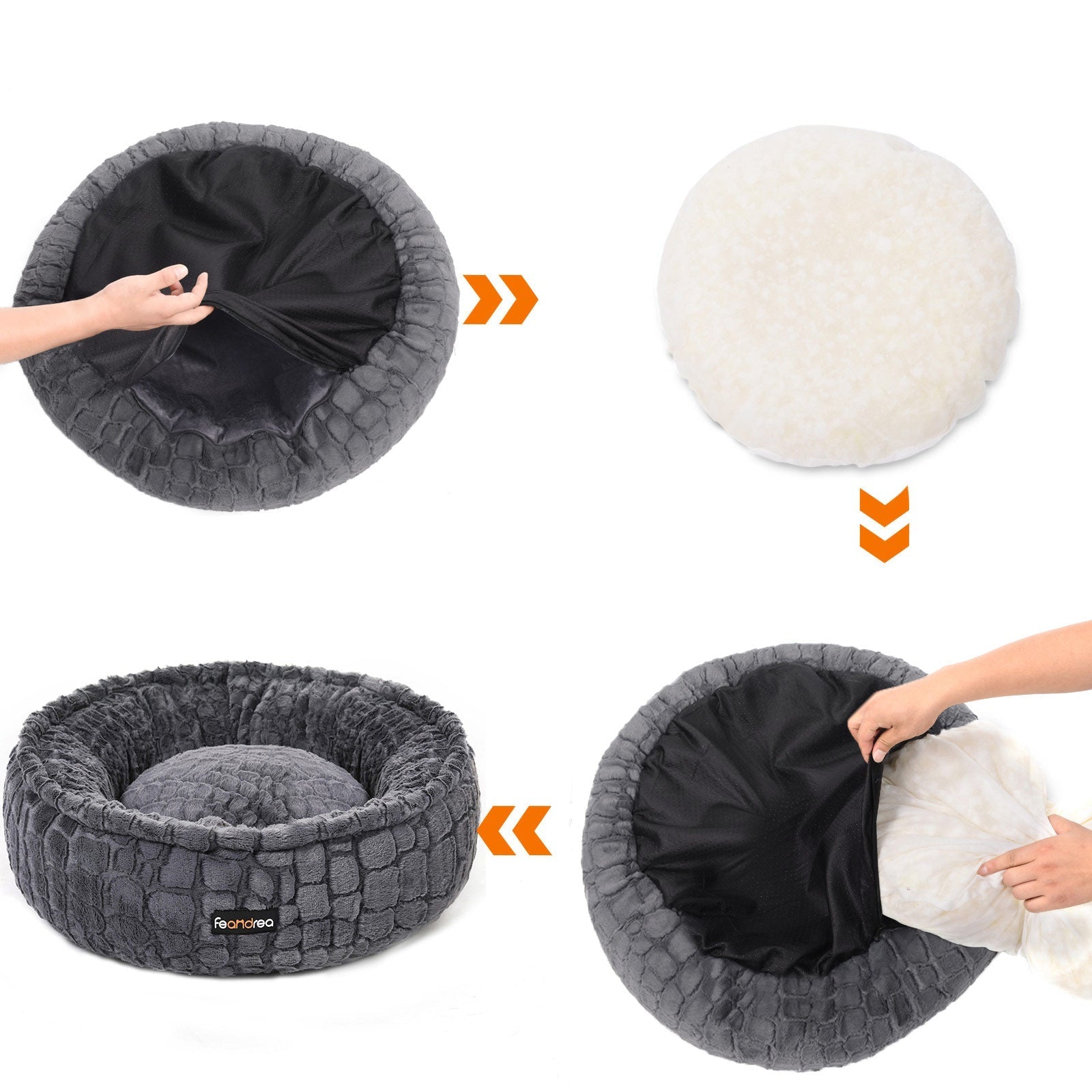 Small Plush Pet Bed - White - Comfortable Round Design