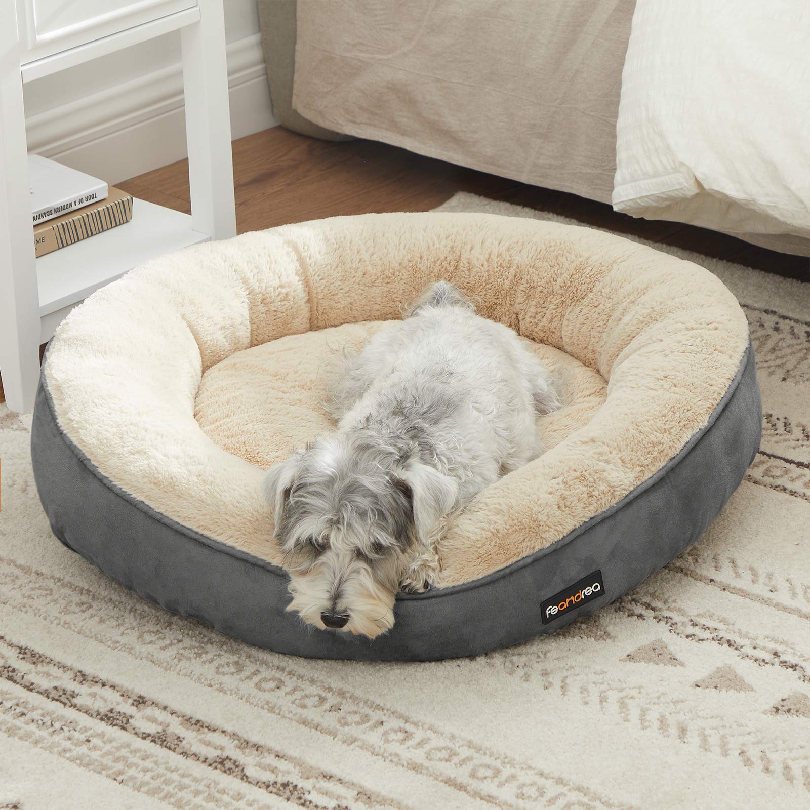 Round Dog Bed - Fabric - Dark Gray - Washable