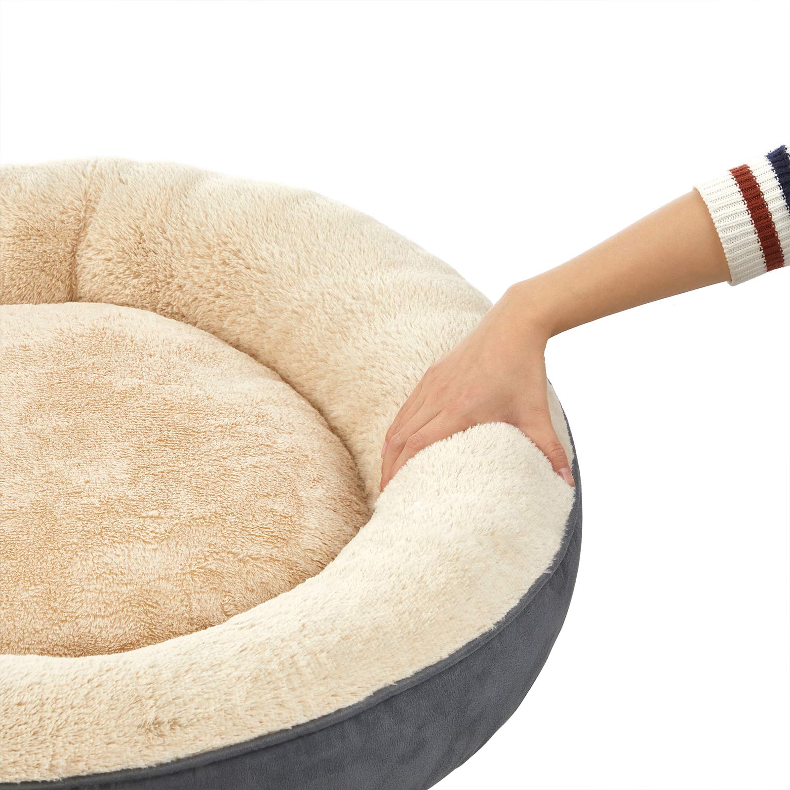 Round Dog Bed - Fabric - Dark Gray - Washable