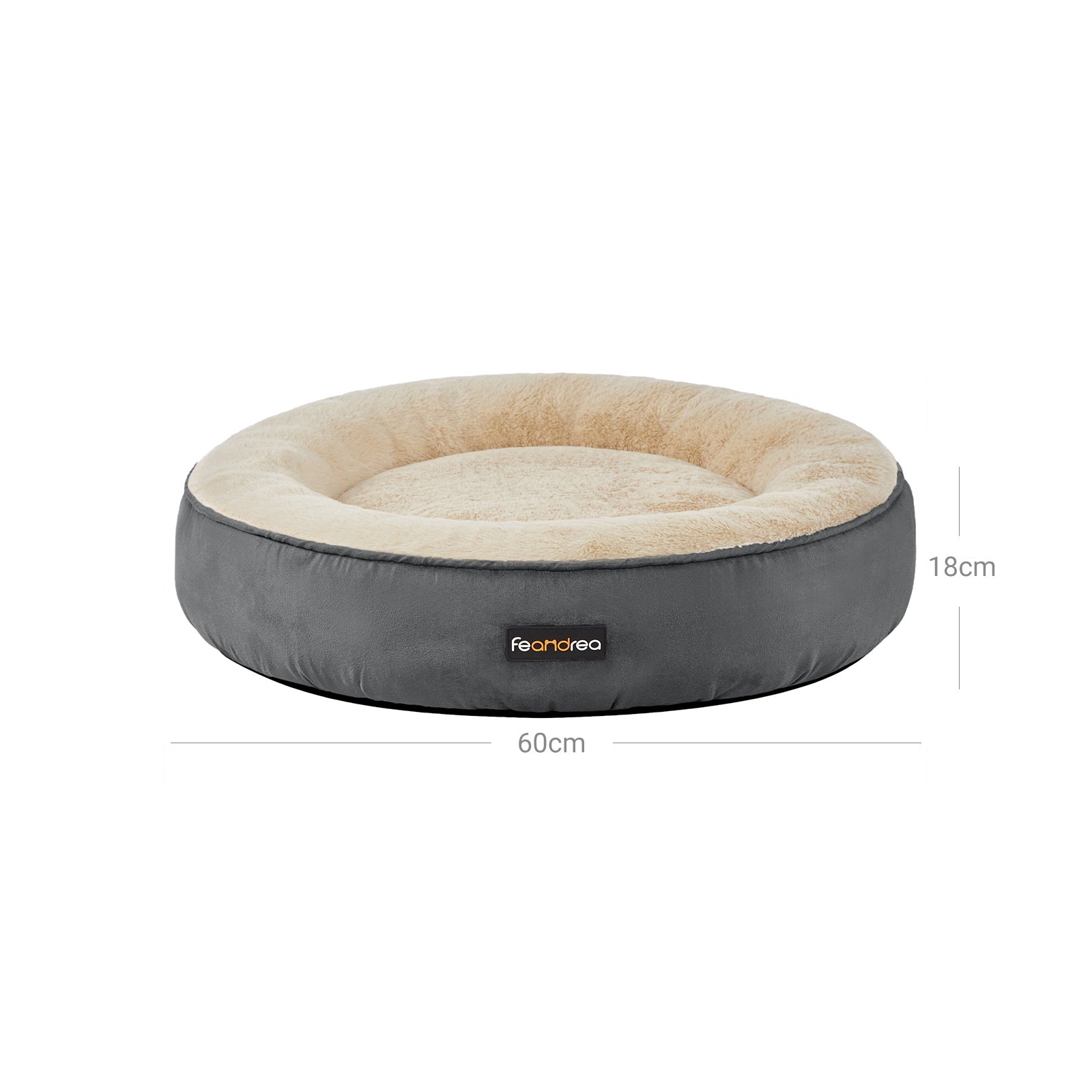 Round Dog Bed - Fabric - Dark Gray - Washable