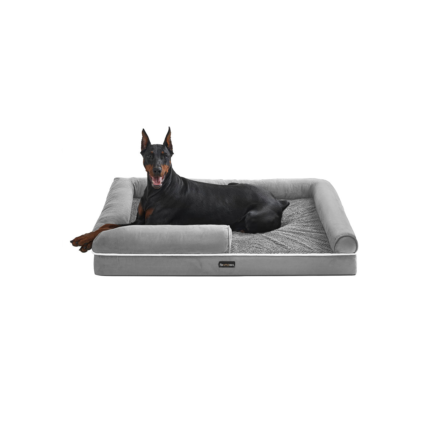 Orthopedic Dog Bed - Fabric - Light Grey - Removable Washable Cover
