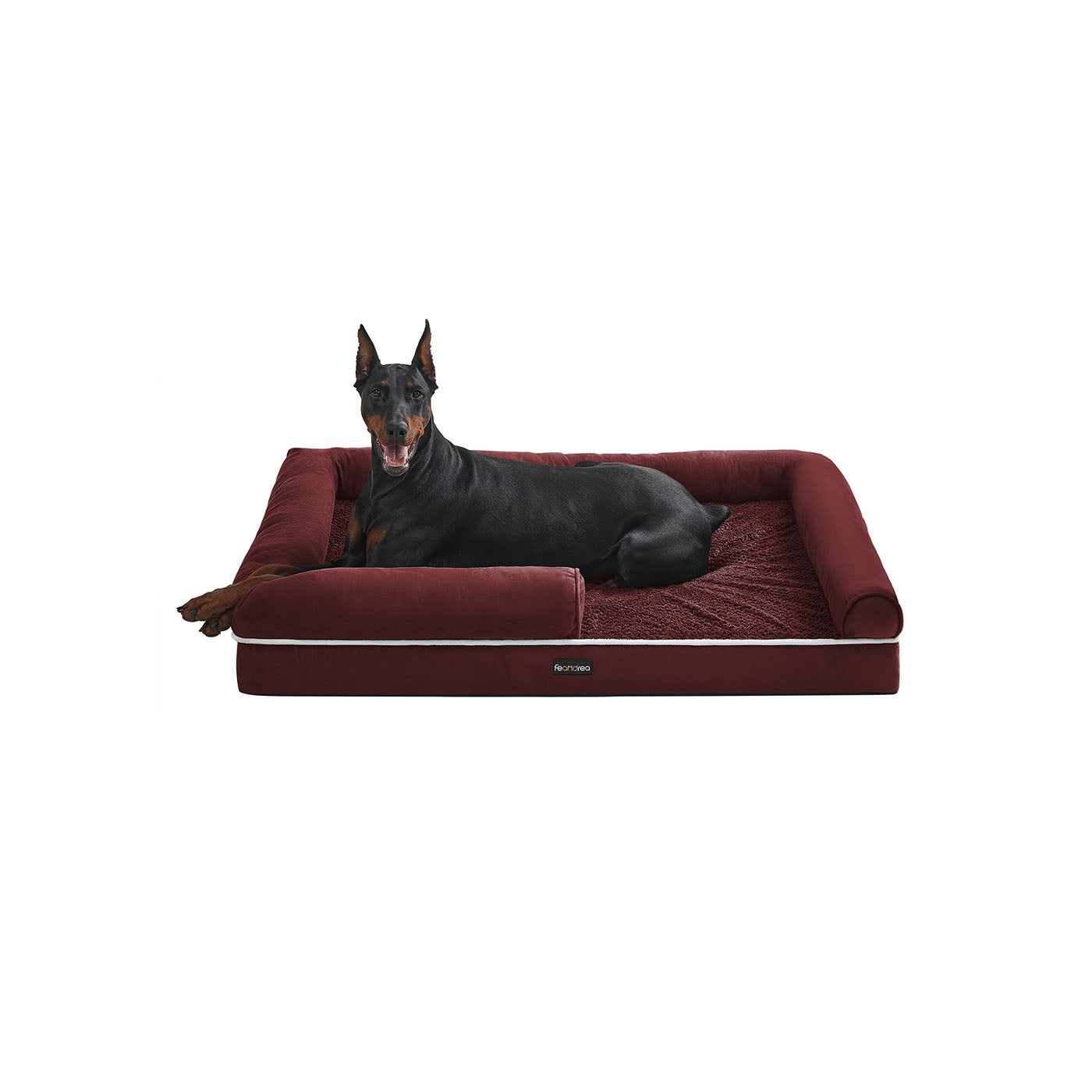 Orthopedic Dog Bed - Fabric - Berry Red - Removable Washable Cover with Non-Slip Bottom 120 x 85 x 20 cm