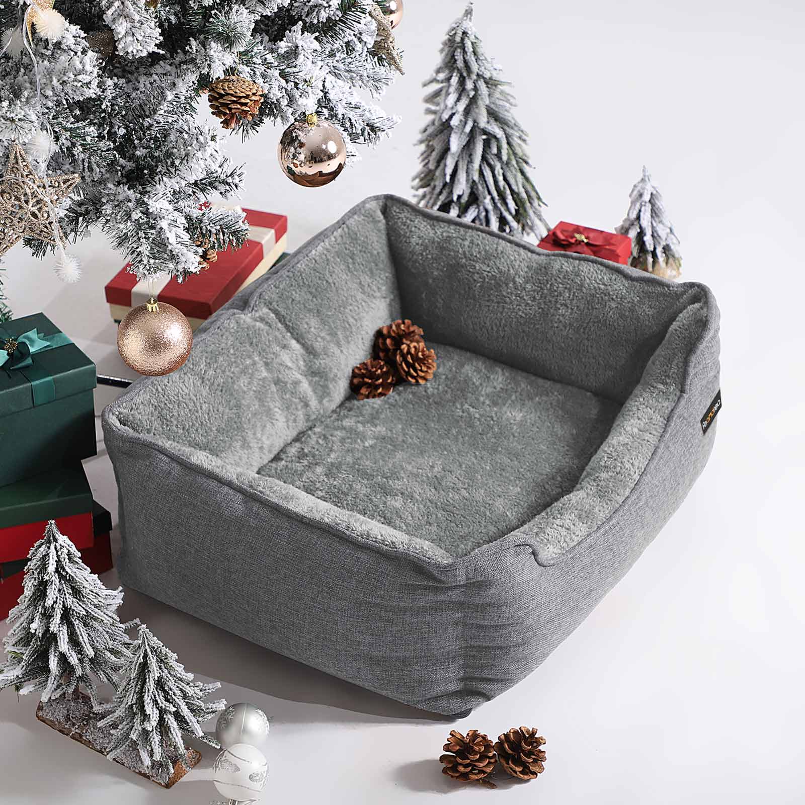 Large Washable Dog Bed - Fabric - Brown - Removable Cover