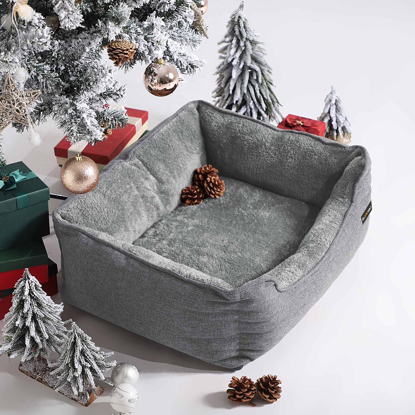 Large Washable Dog Bed - Fabric - Brown - Removable Cover