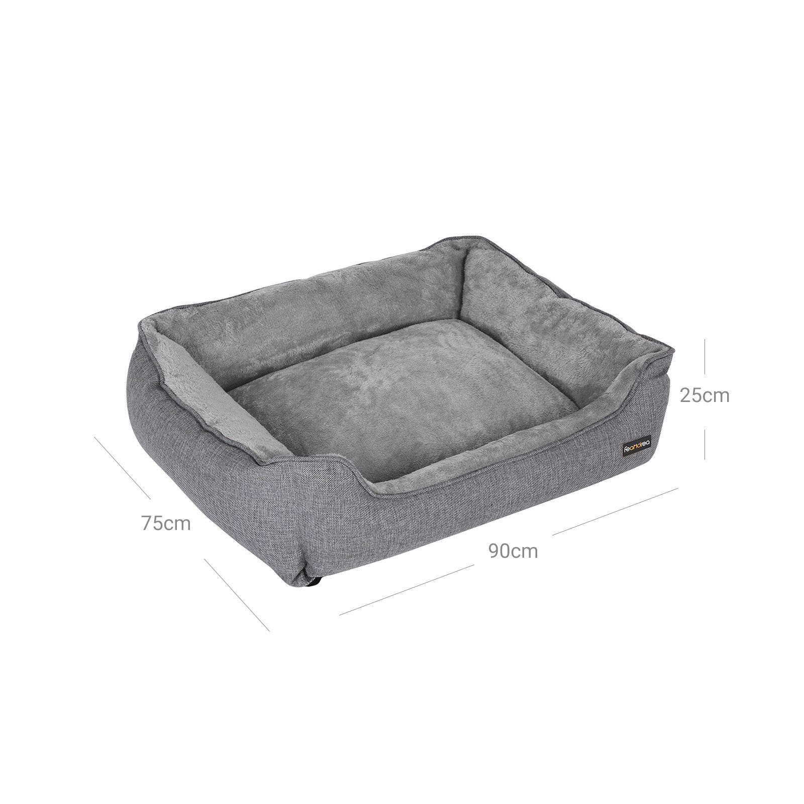 Large Washable Dog Bed - Fabric - Brown - Removable Cover