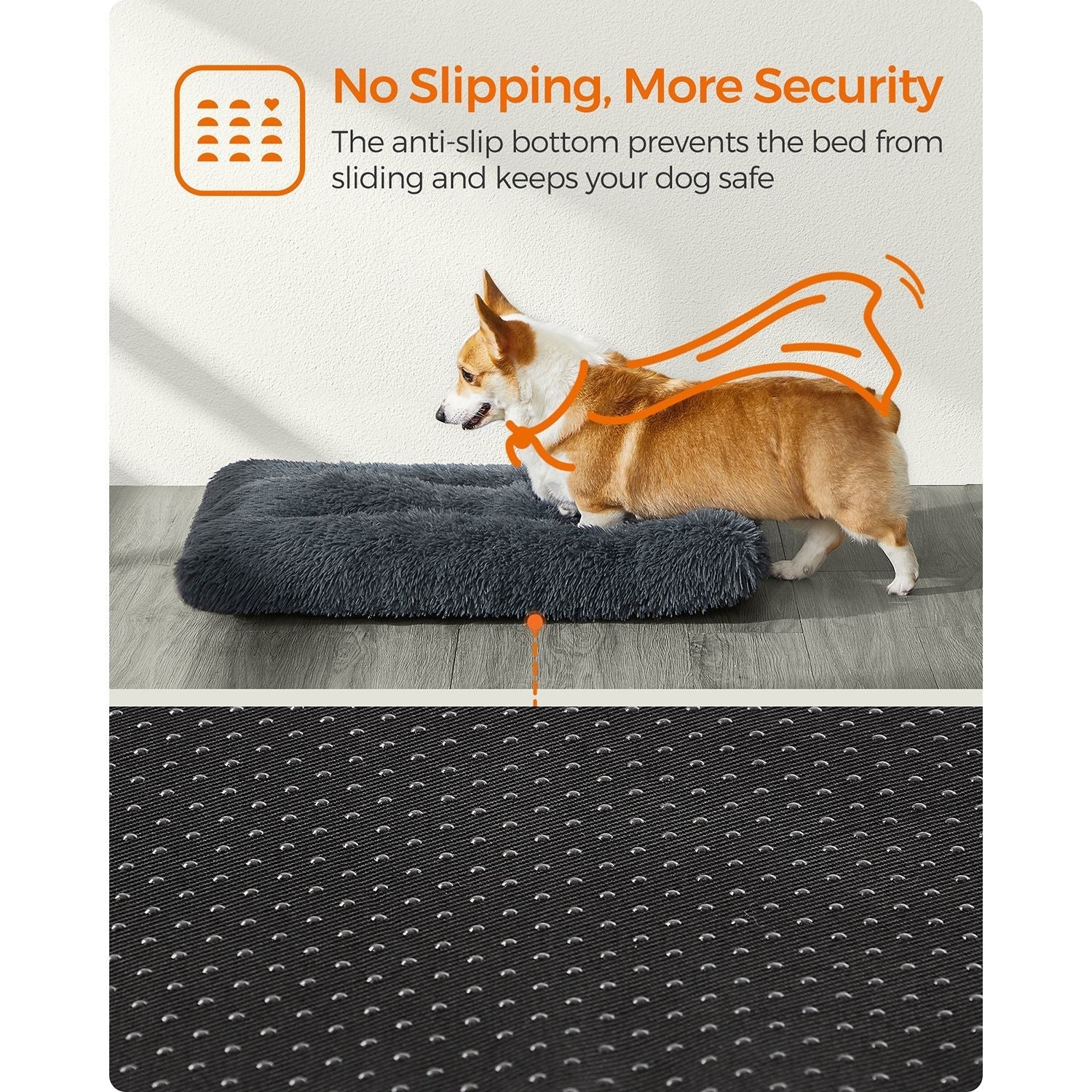 Dog Bed - Fluffy Fabric - Dark Grey - Machine Washable