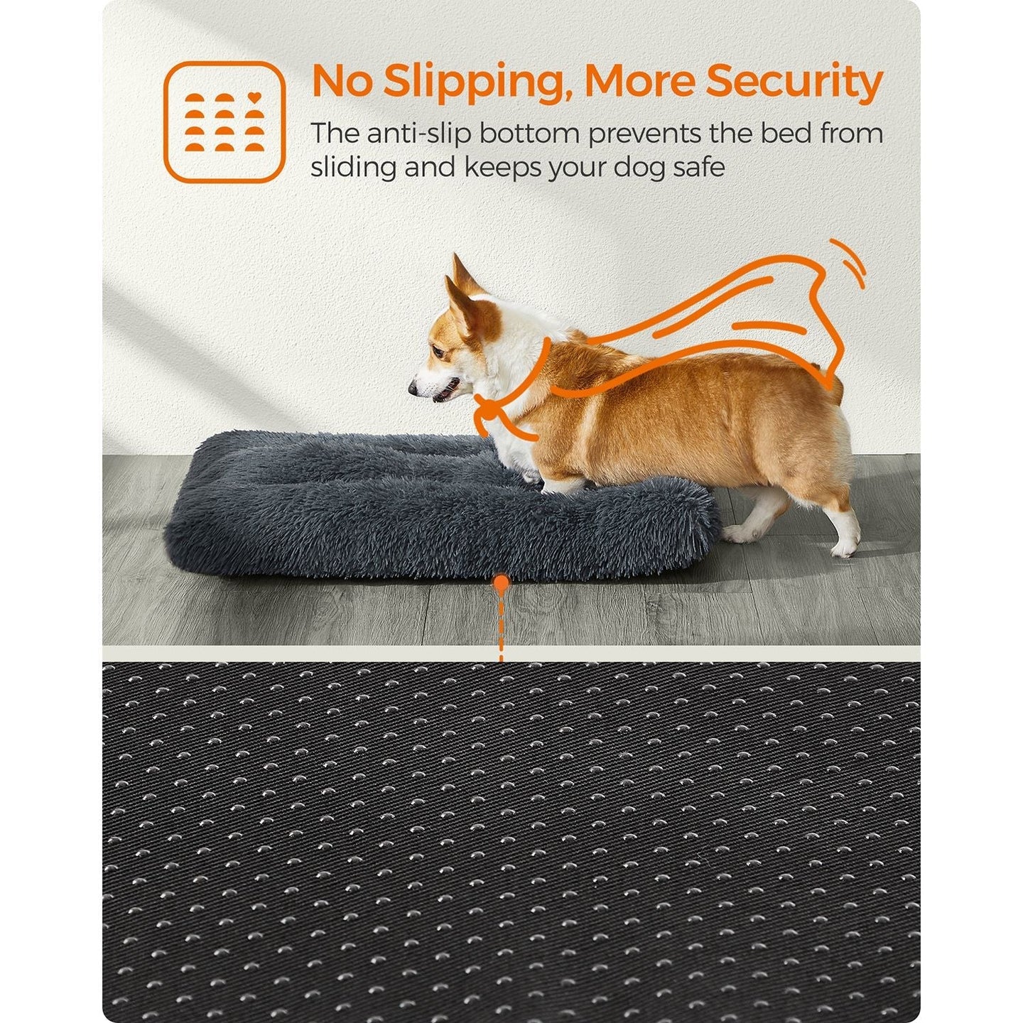 Dog Bed - Fluffy Fabric - Dark Grey - Machine Washable