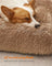 Fluffy Dog Bed - Plush Fabric - Camel Brown - Anti-Anxiety