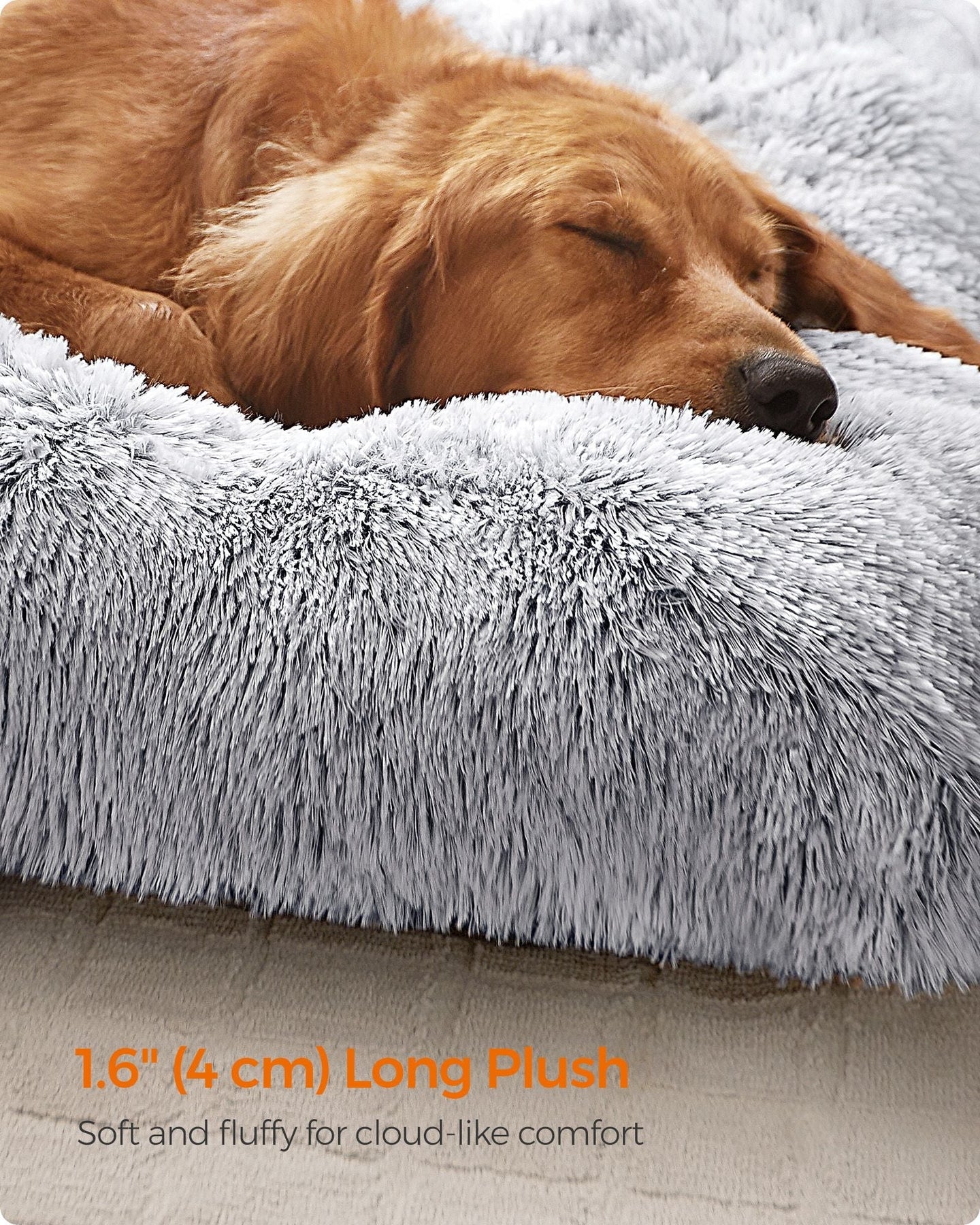 Dog Bed - Fluffy Fabric - Dark Grey Ombré - Machine Washable