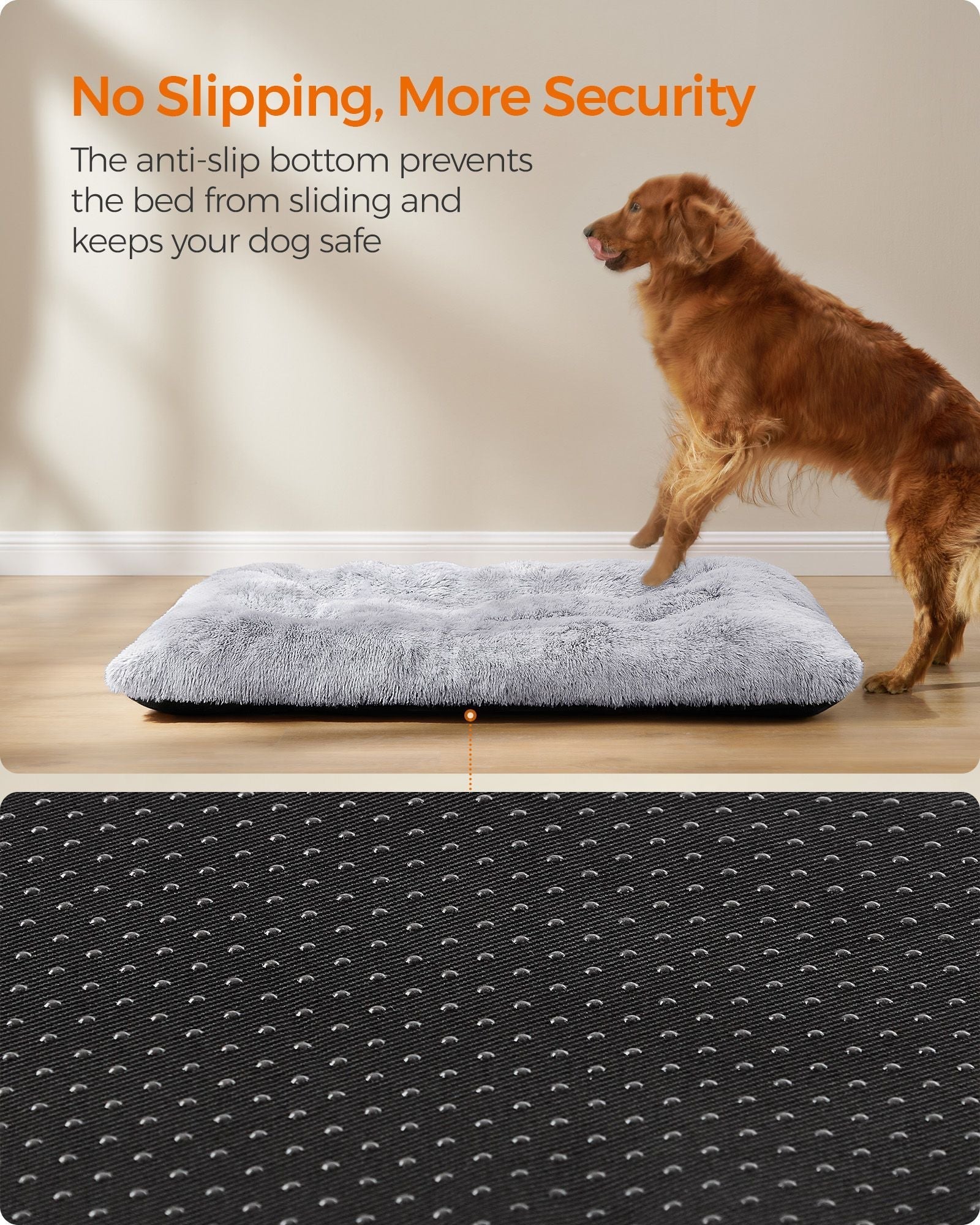Dog Bed - Fluffy Fabric - Dark Grey Ombré - Machine Washable