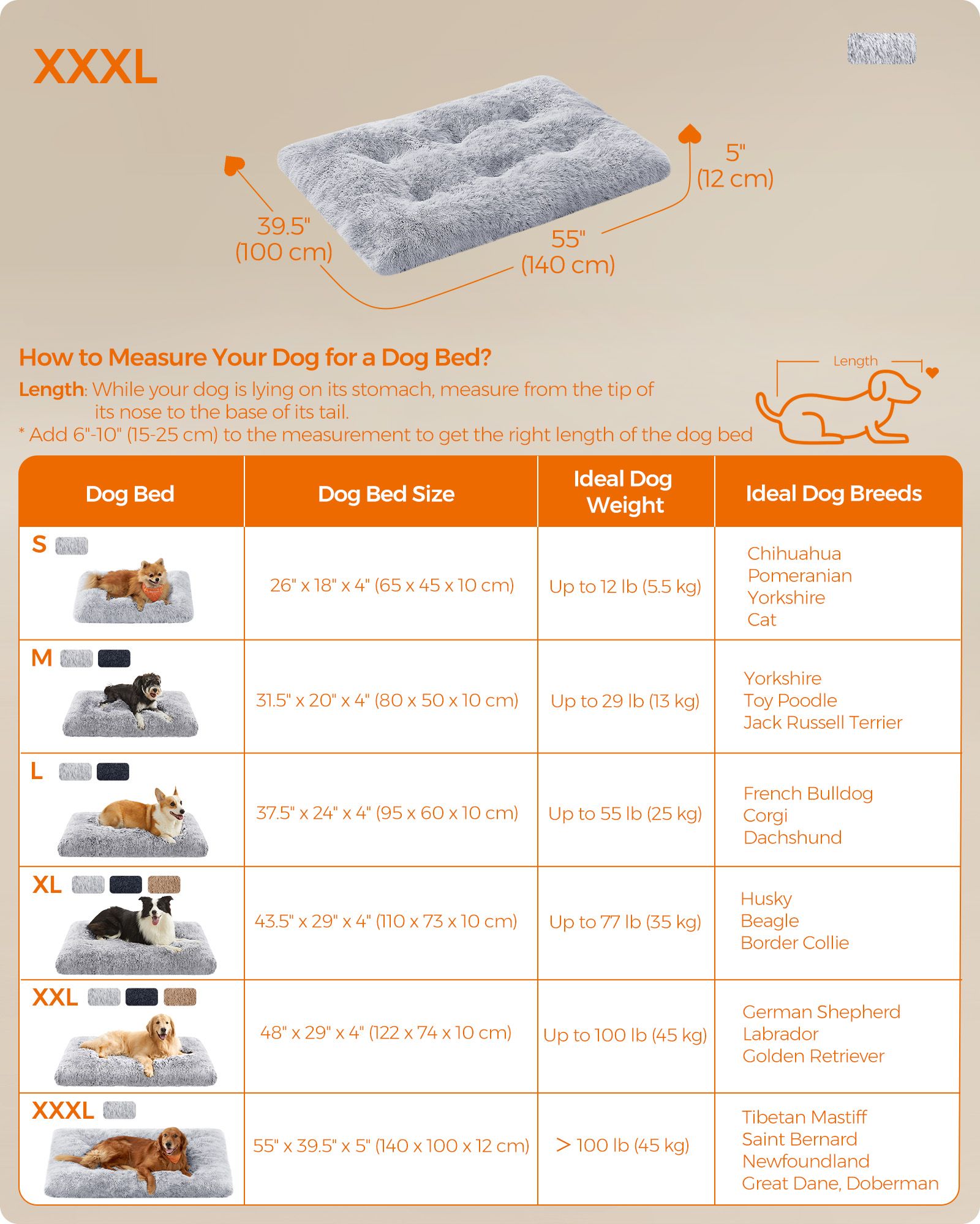 Dog Bed - Fluffy Fabric - Dark Grey Ombré - Machine Washable