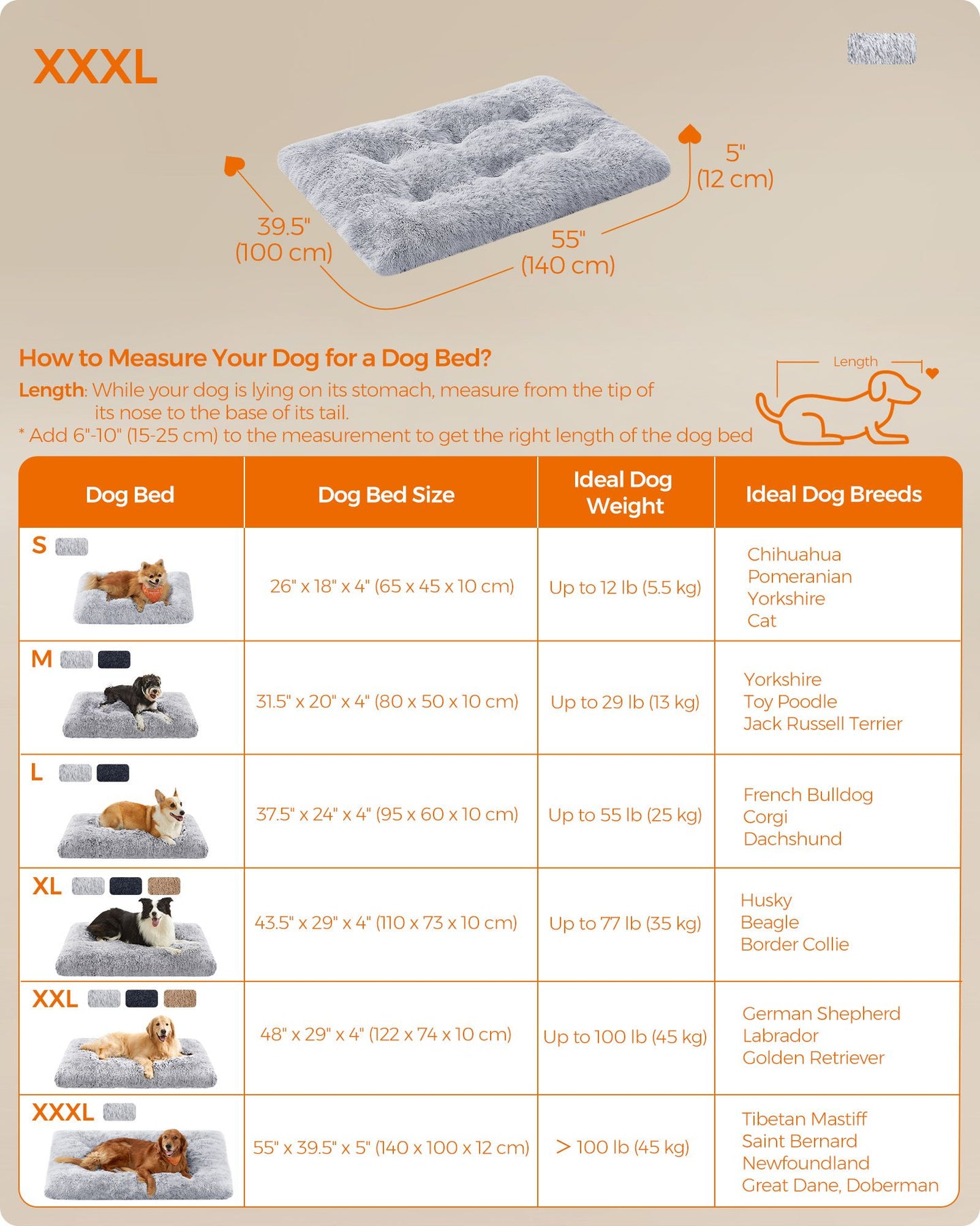 Dog Bed - Fluffy Fabric - Dark Grey Ombré - Machine Washable