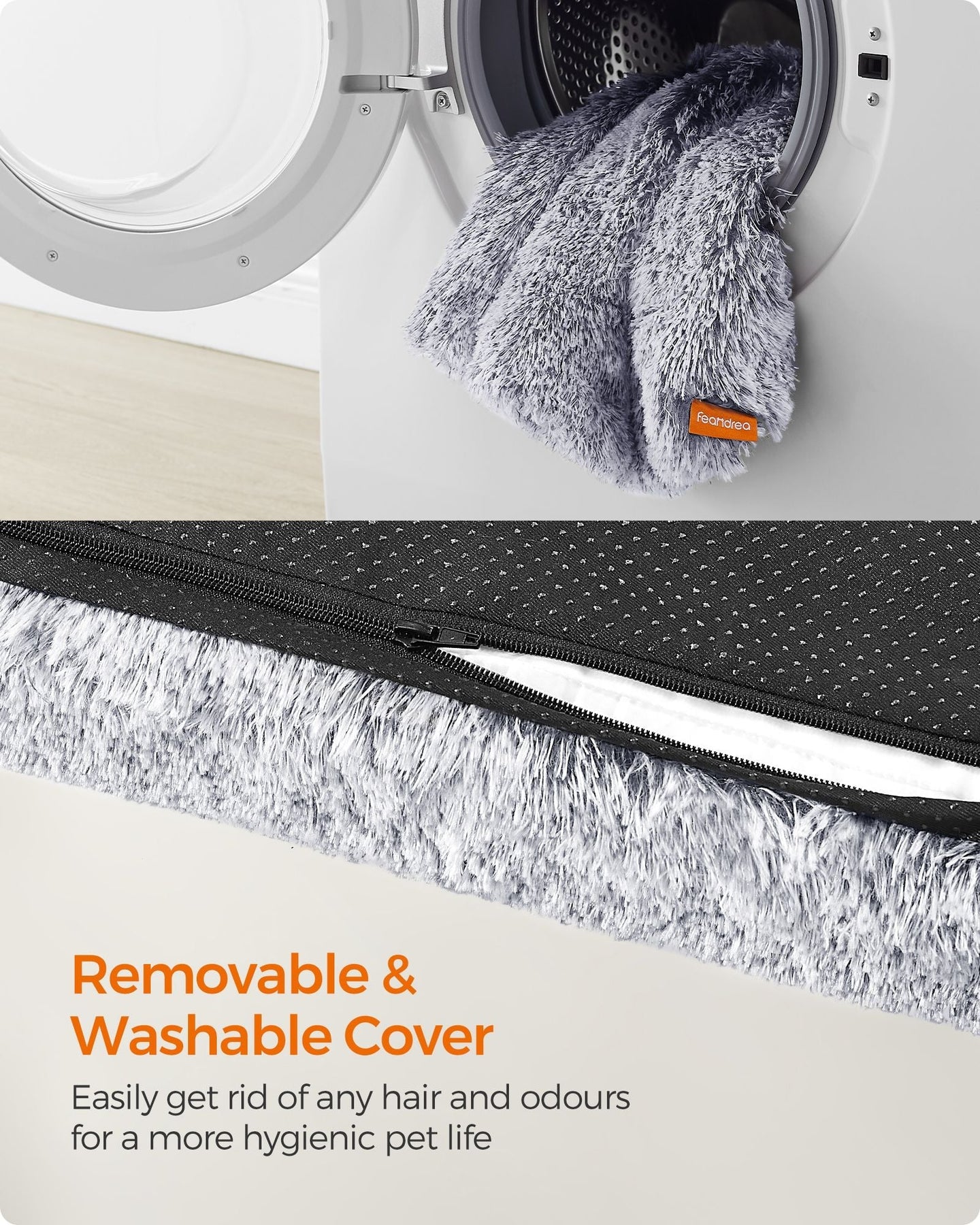 Dog Bed - Egg Crate Foam - Grey Ombré - Removable Washable Cover 80 x 50 x 8 cm