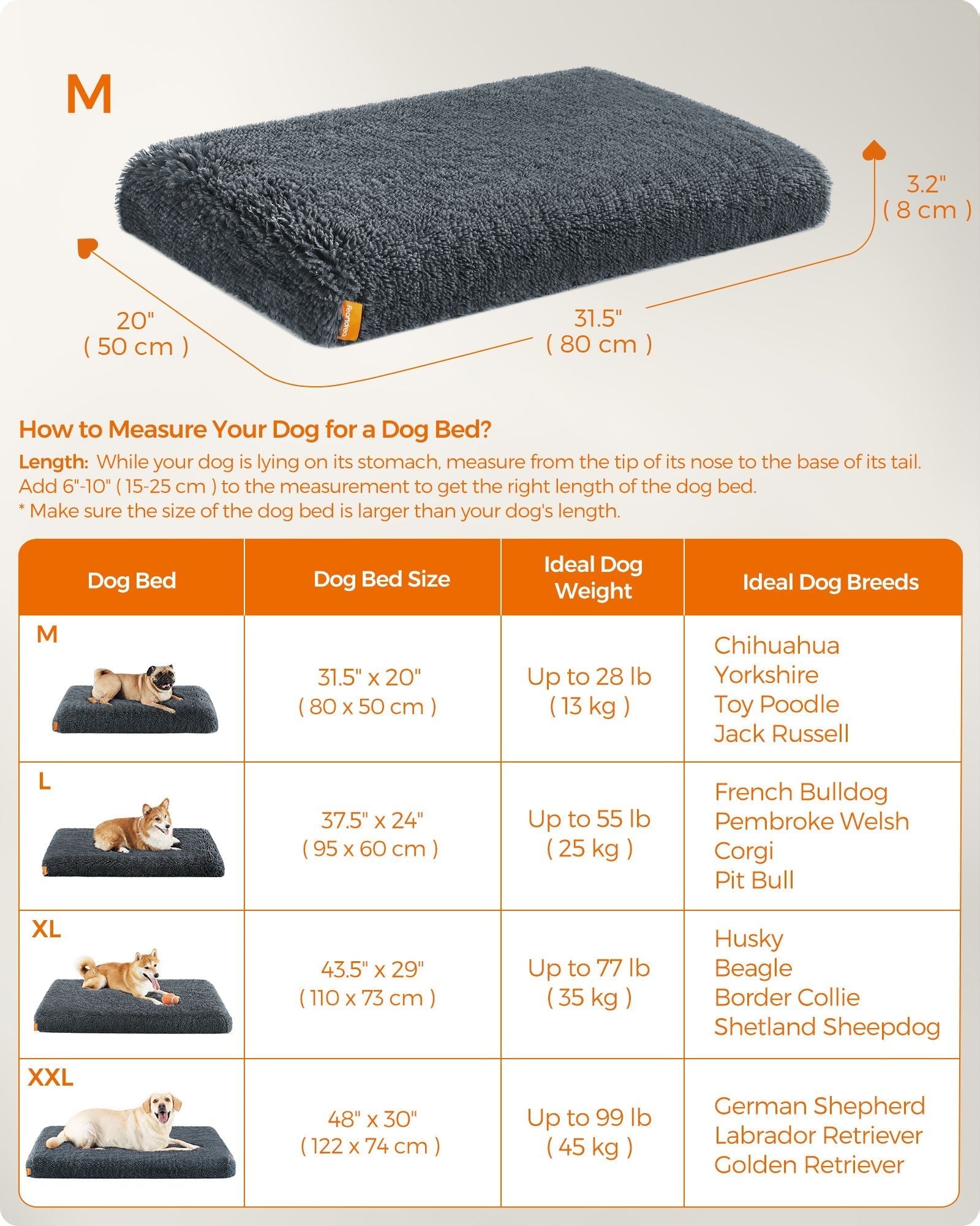 Dog Bed - Egg Crate Foam - Dark Grey - Removable Washable Cover