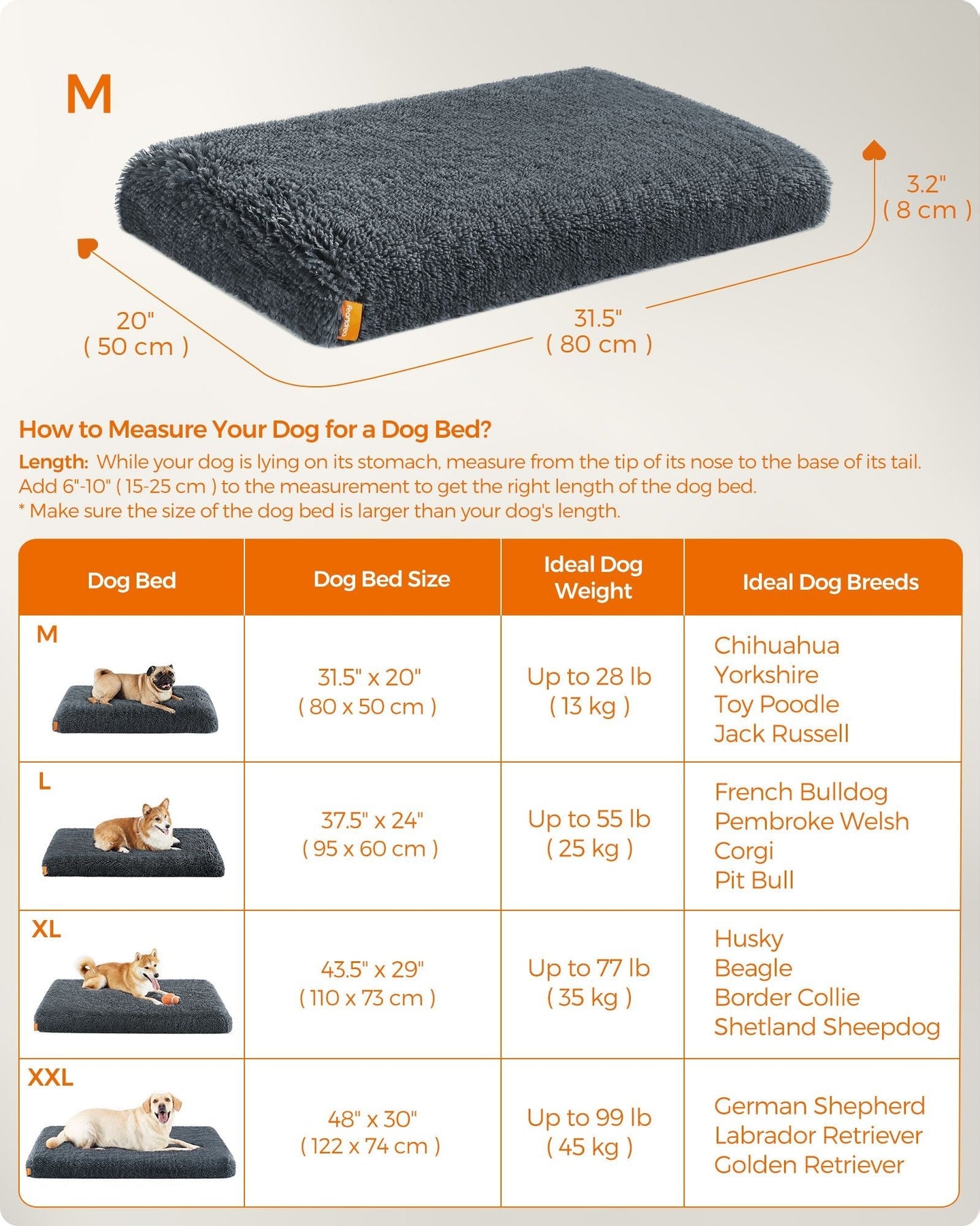 Dog Bed - Egg Crate Foam - Dark Grey - Removable Washable Cover