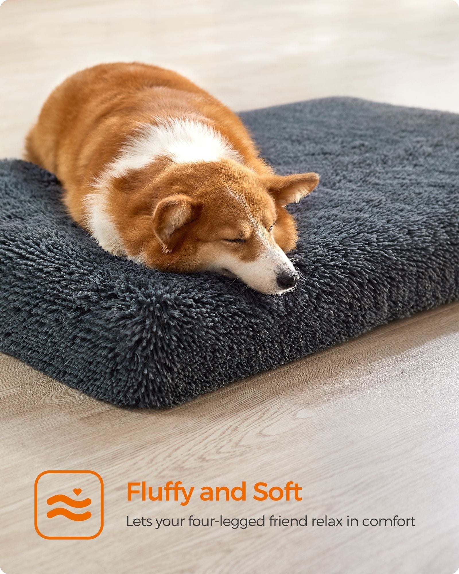 Dog Bed - Egg Crate Foam - Dark Grey - Removable Washable Cover 95 x 60 x 8 cm