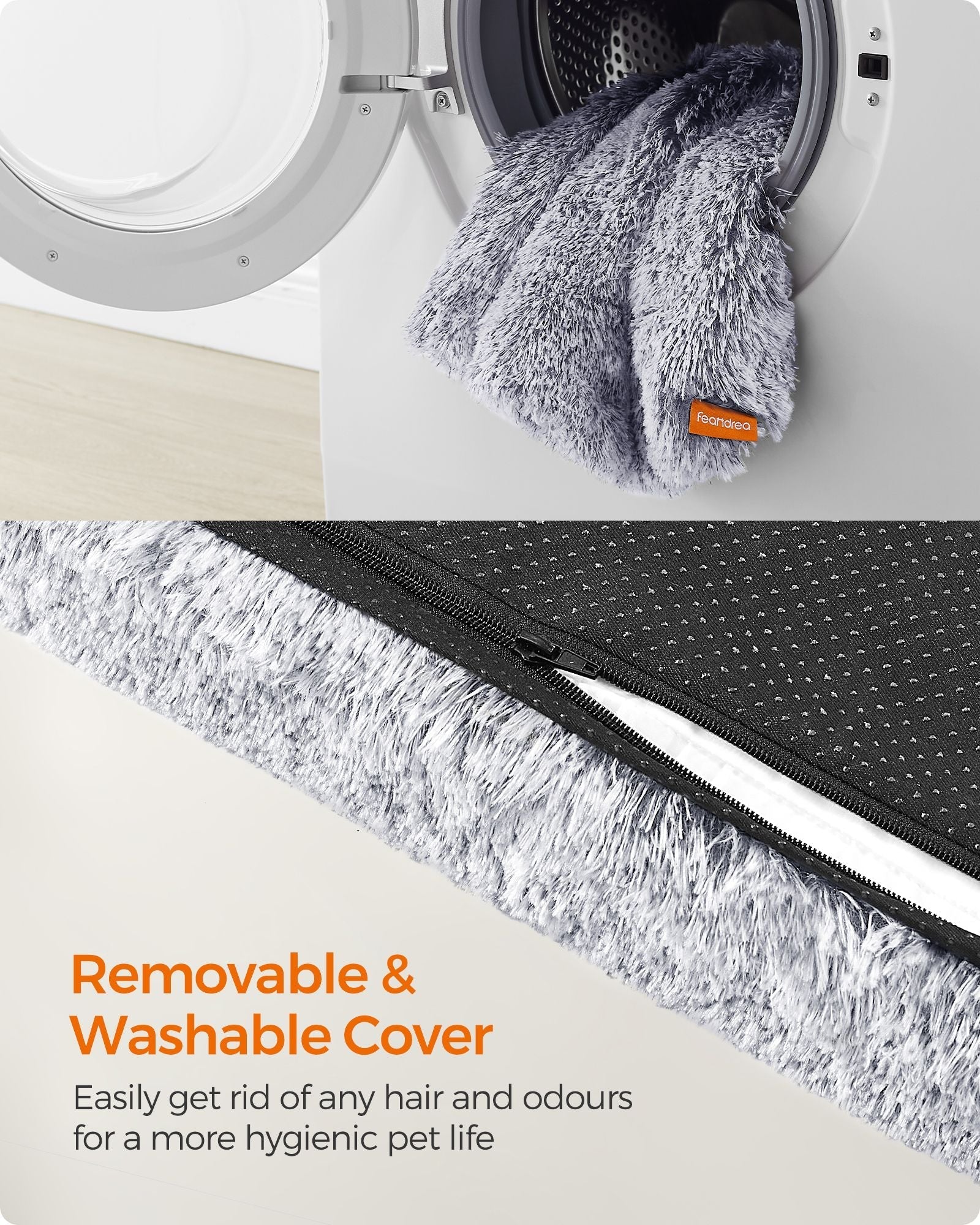 Dog Bed - Egg Crate Foam - Grey Ombré - Removable Washable Cover
