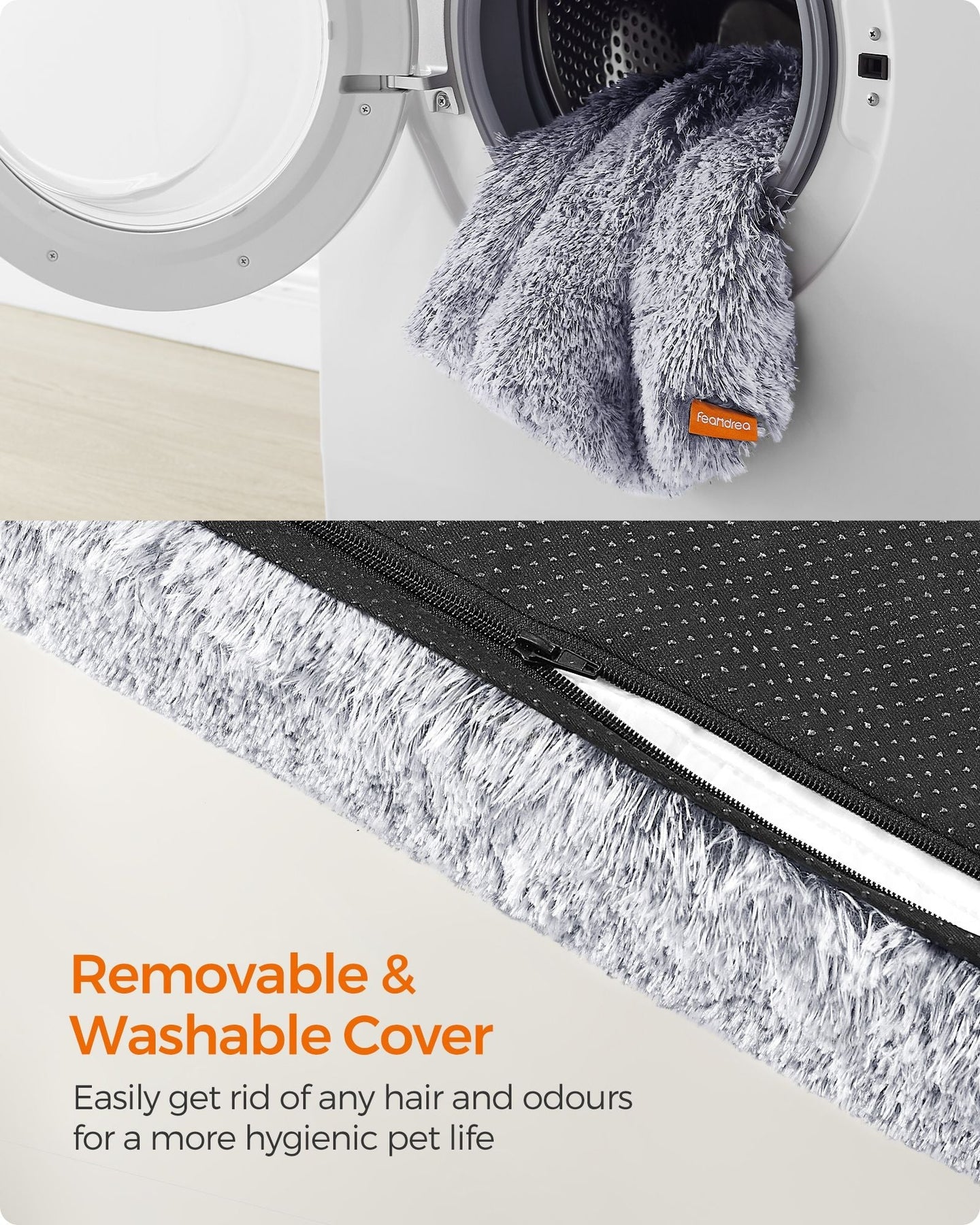 Dog Bed - Egg Crate Foam - Grey Ombré - Removable Washable Cover