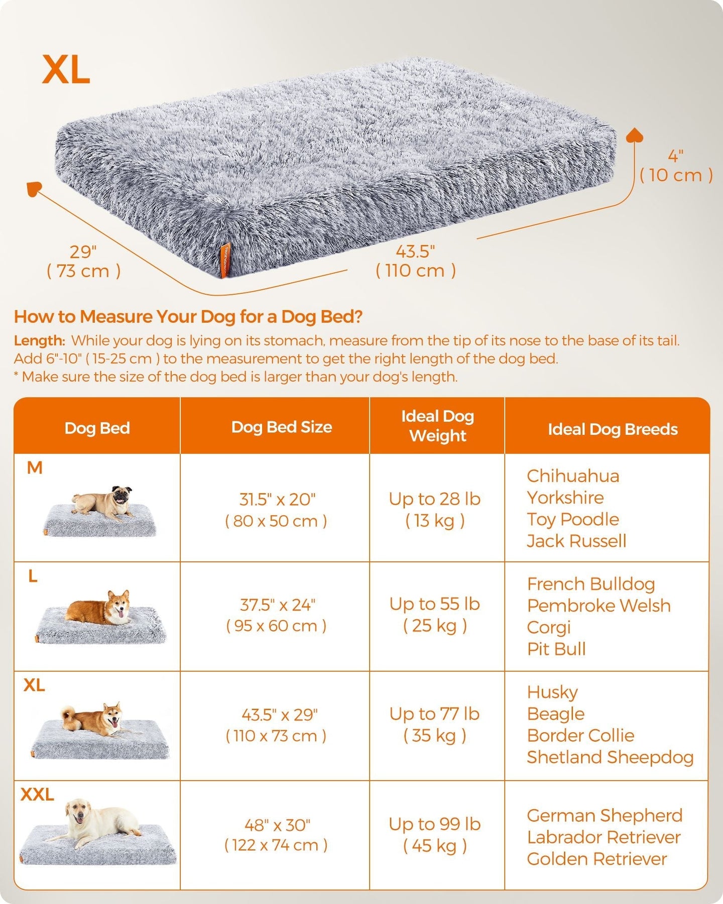 Dog Bed - Egg Crate Foam - Grey Ombré - Removable Washable Cover