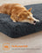 Fluffy Dog Bed - Egg Crate Foam - Dark Grey - Removable Washable Cover 110 x 73 x 10 cm