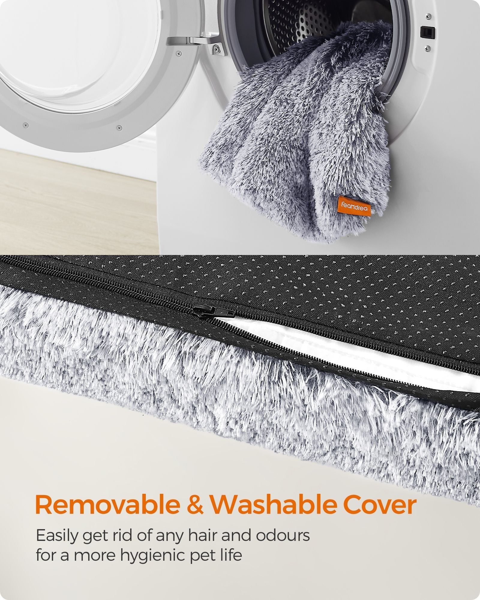 Dog Bed - Egg Crate Foam - Grey Ombré - Fluffy with Removable Washable Cover