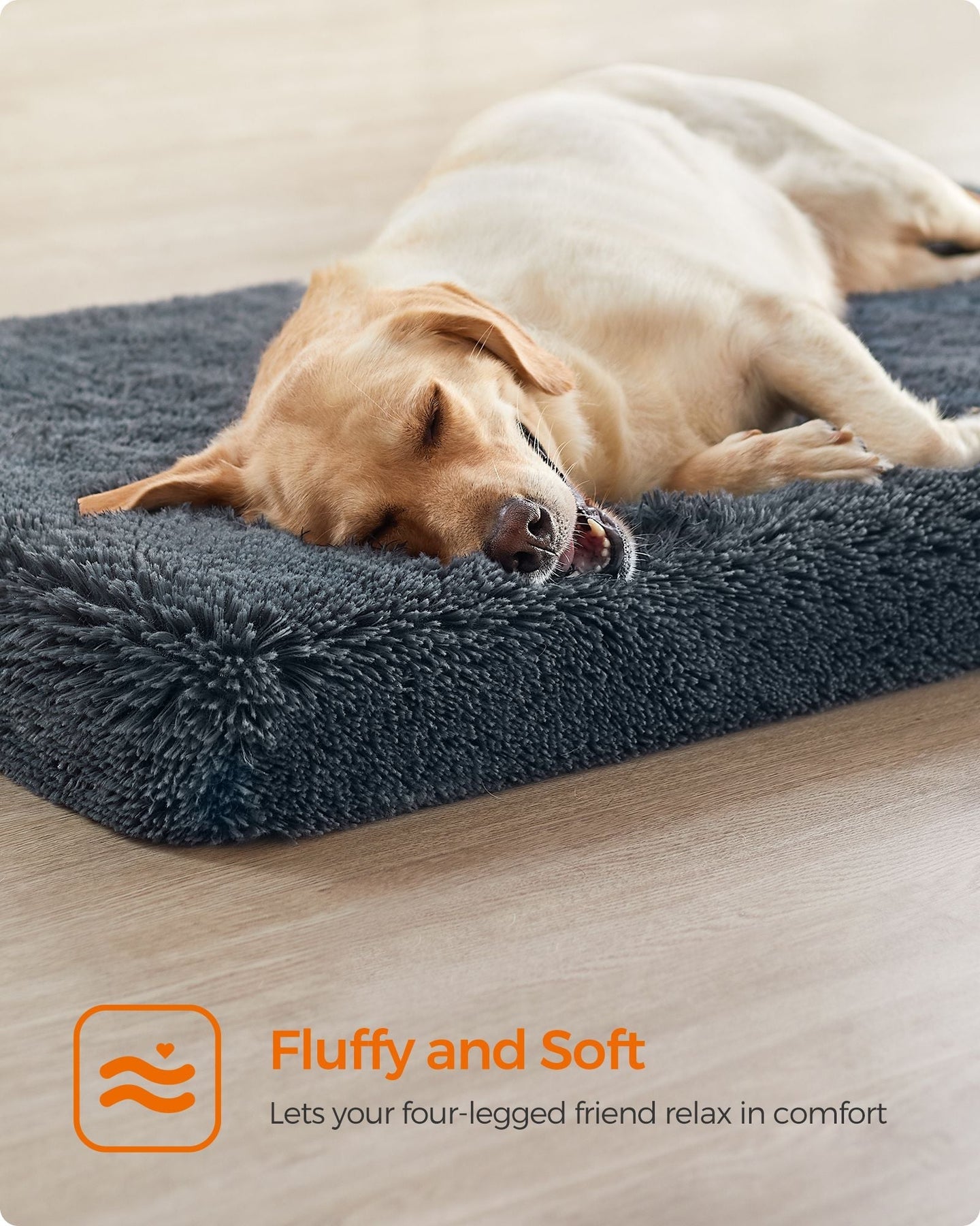 Dog Bed - Egg Crate Foam - Dark Grey - Fluffy Mattress with Removable Washable Cover