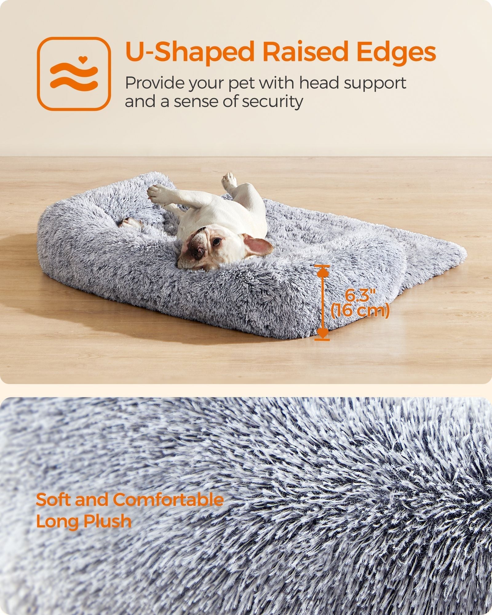 Dog Sofa Bed - Fabric - Grey Ombré - Calming Design for Large Dogs