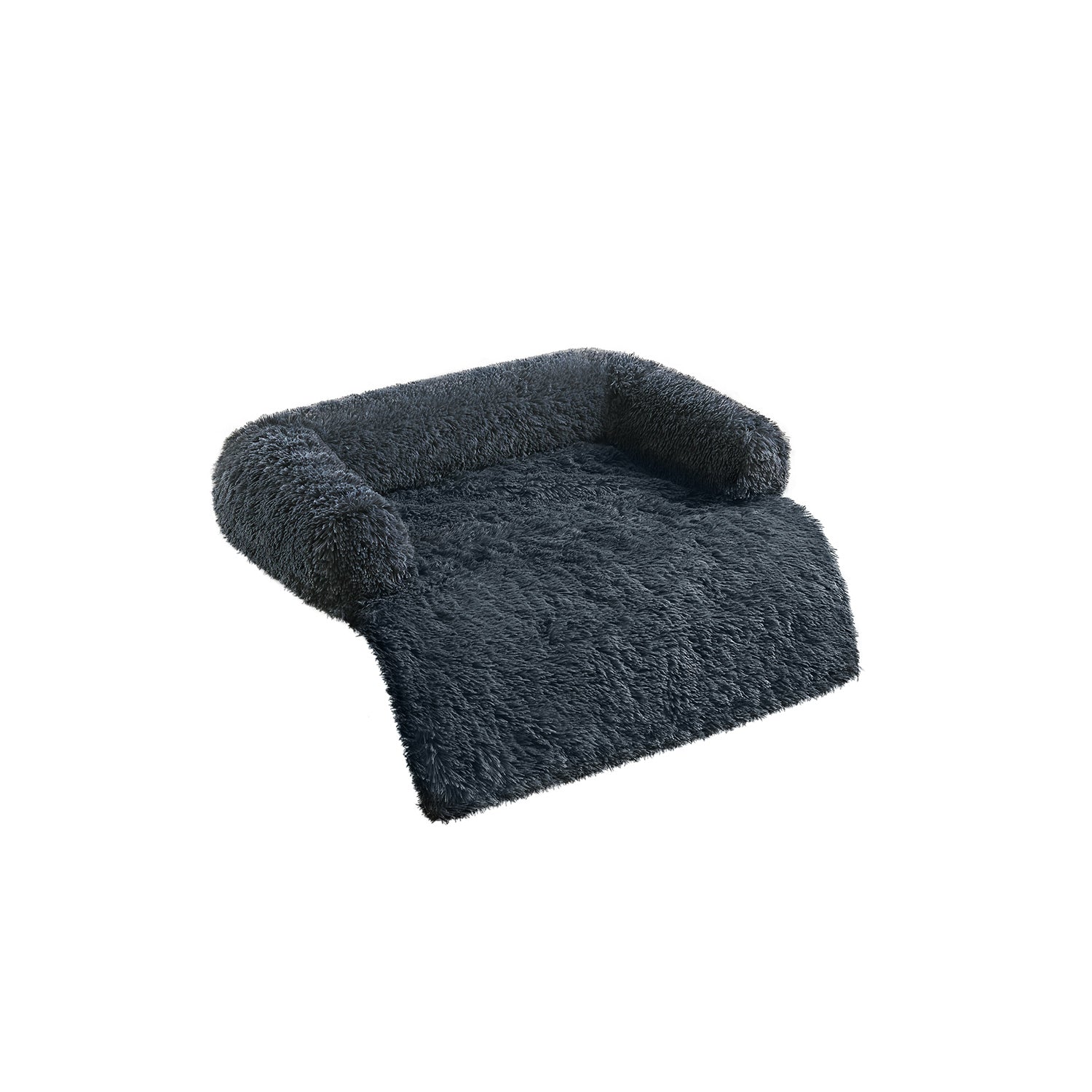 Dog Sofa Bed - Plush Fabric - Dark Grey - Calming Design for Large Dogs