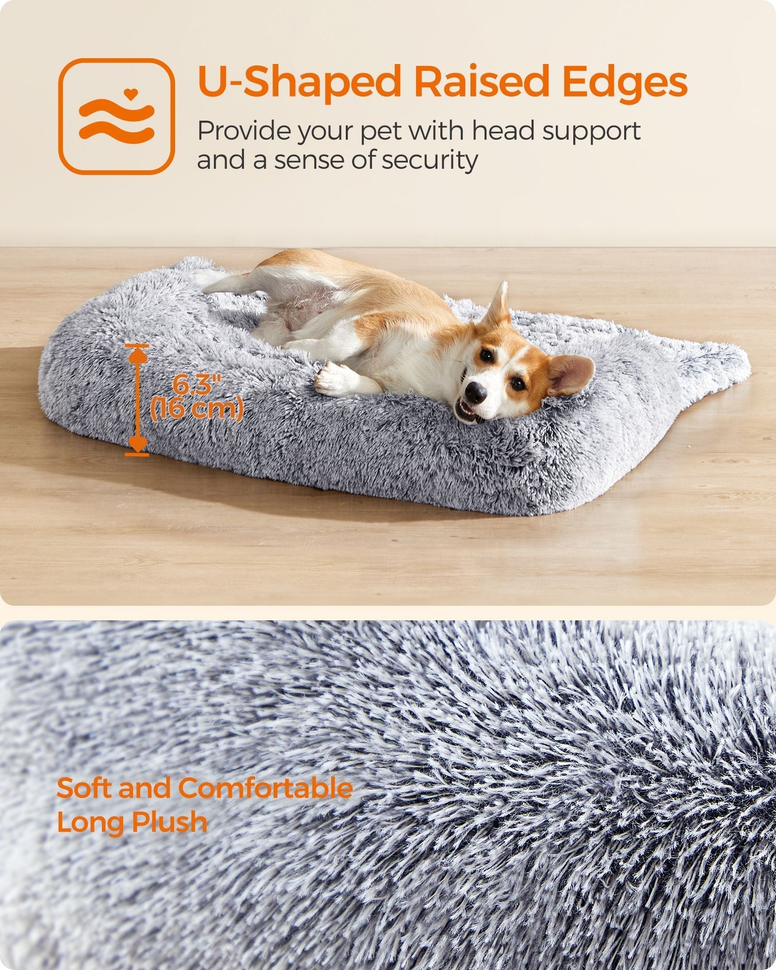 Dog Sofa Bed - Plush Fabric - Grey Ombré - Calming XXL Design