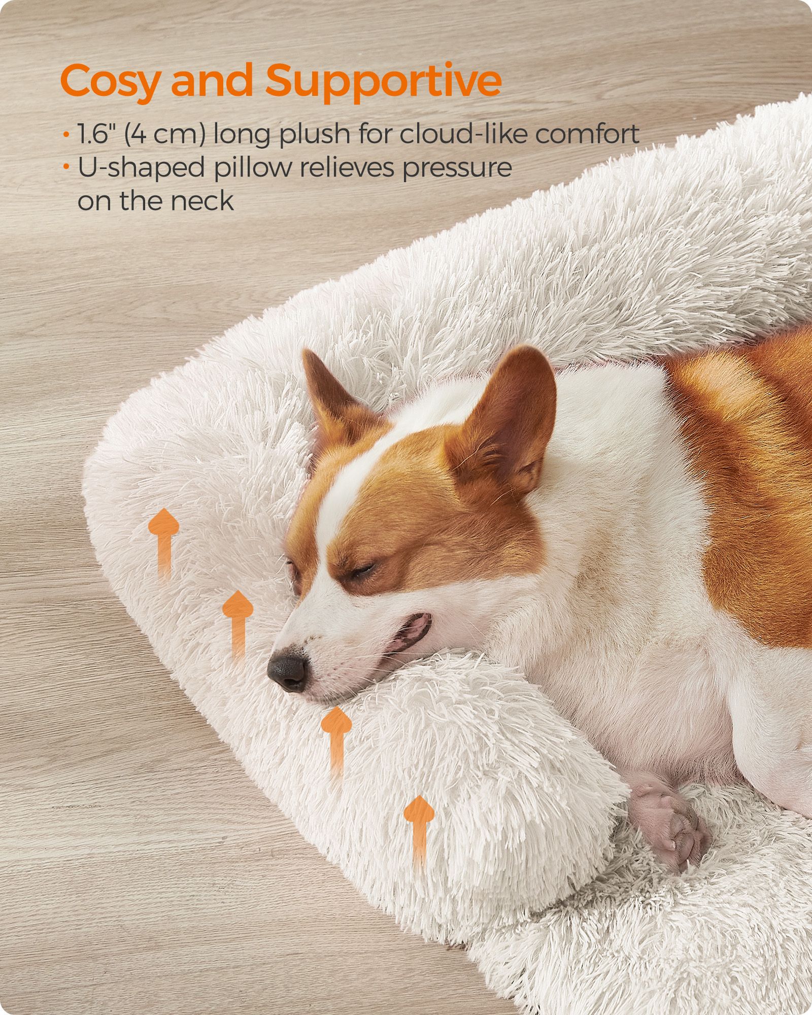 Dog Sofa Bed - Fabric - Cloud White - Calming Design for Medium Dogs