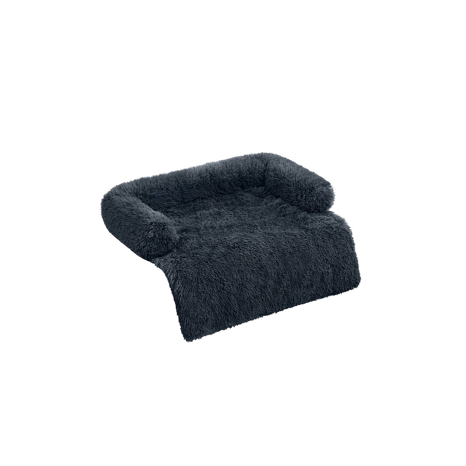 Dog Sofa Bed - Dark Grey - Faux Fur