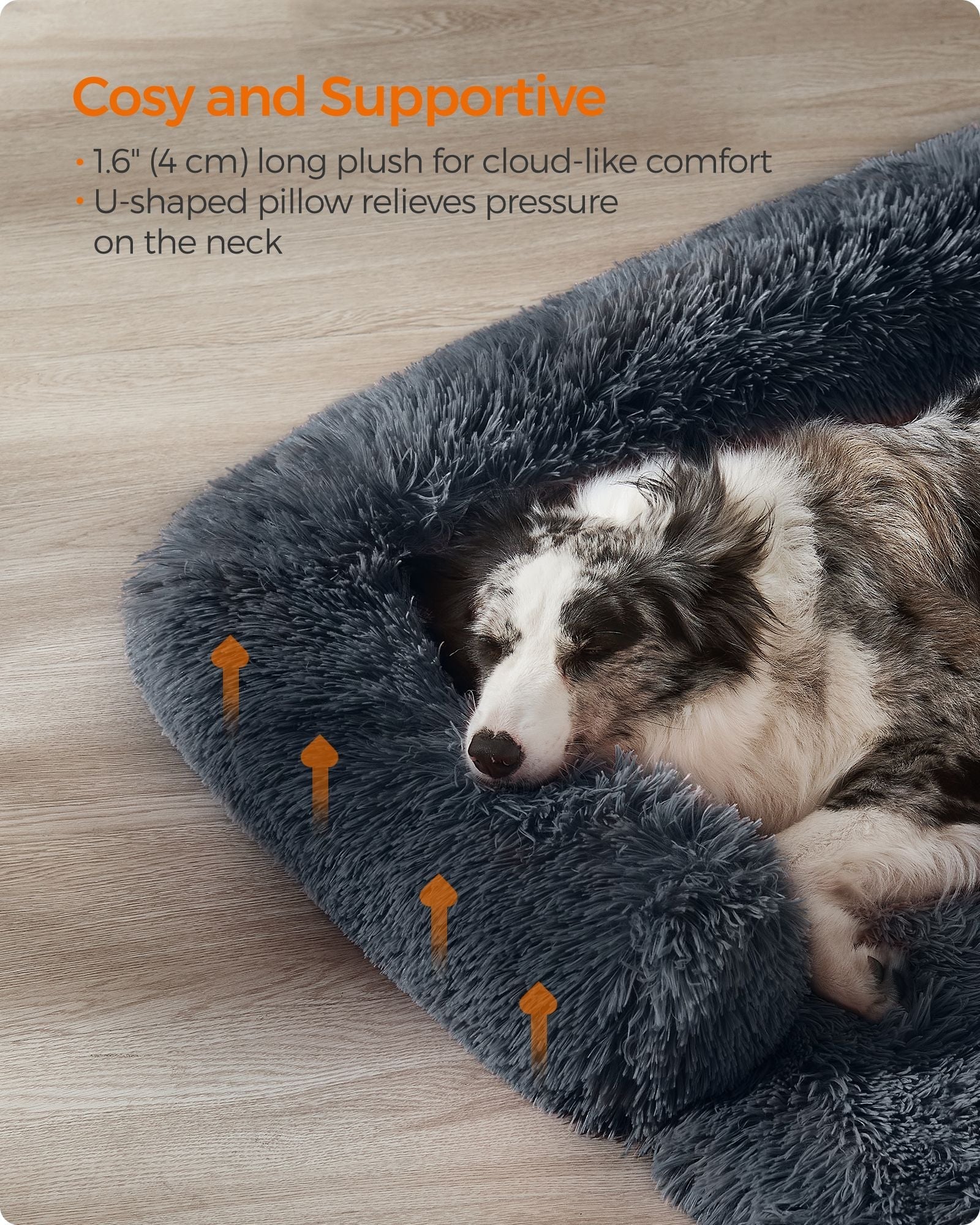 Dog Sofa Bed - Dark Grey - Faux Fur