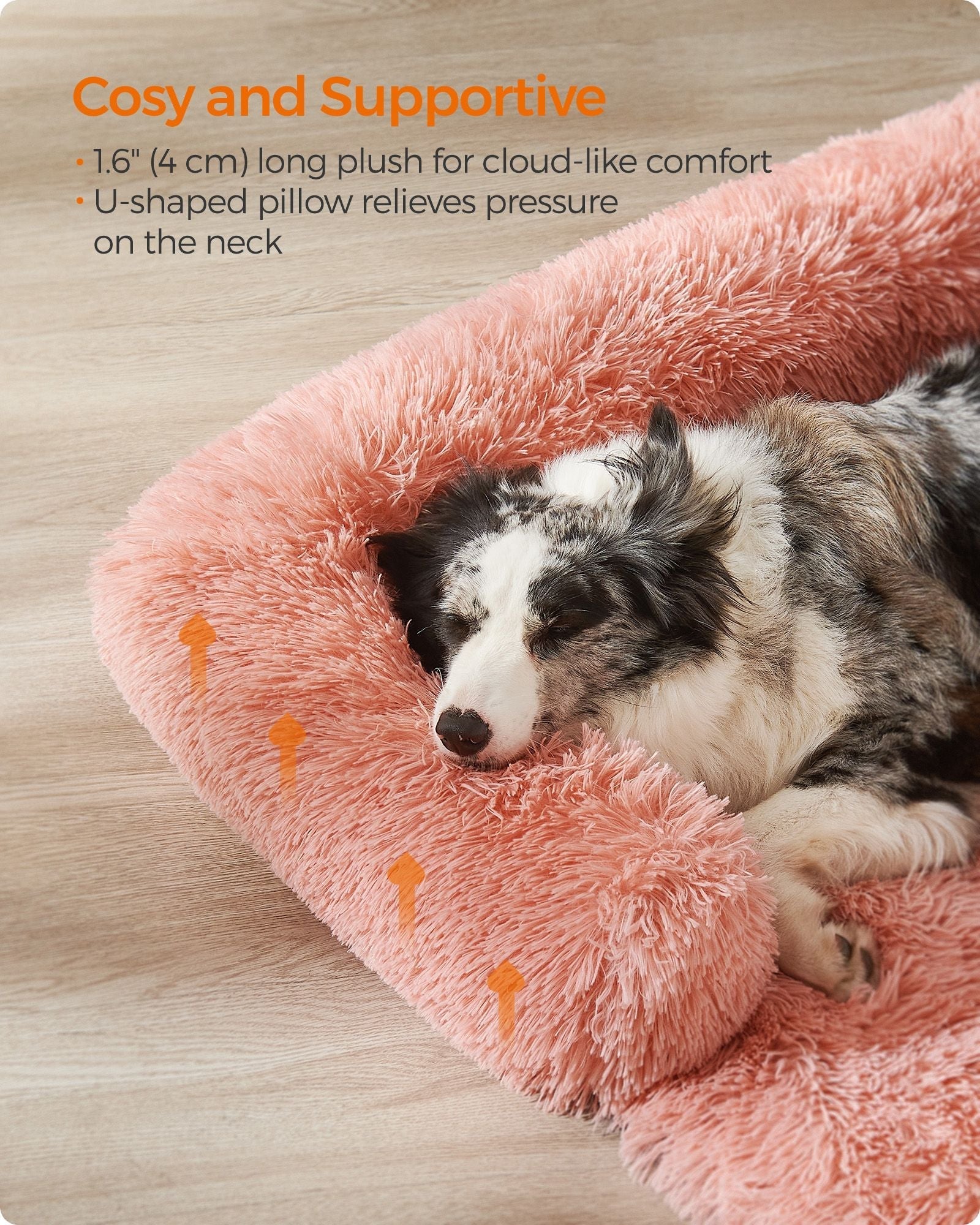 Dog Sofa Bed - Fluffy Fabric - Pink - Calming Design for Medium Dogs