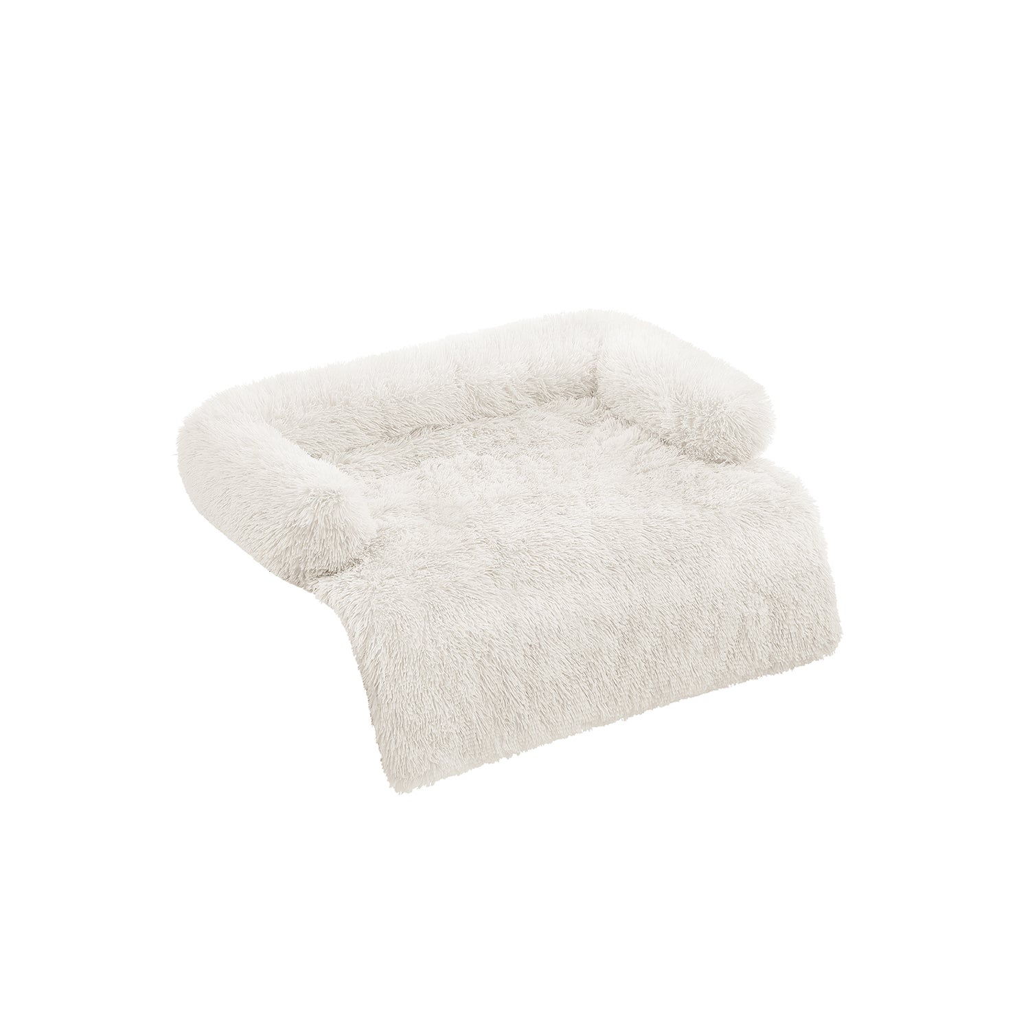 Dog Sofa Bed - Fabric - Cloud White - Fluffy Calming Design for Medium Dogs