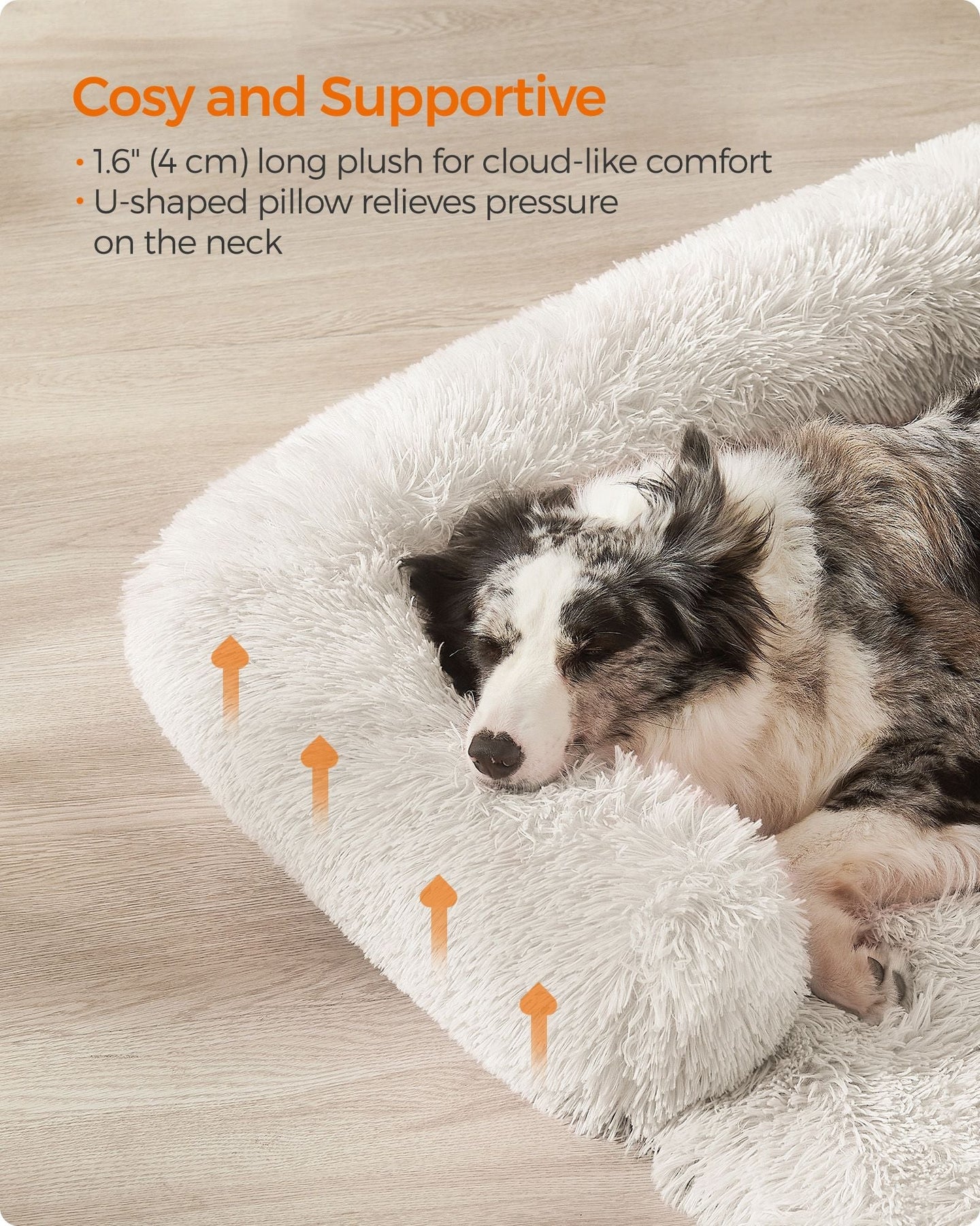 Dog Sofa Bed - Fabric - Cloud White - Fluffy Calming Design for Medium Dogs
