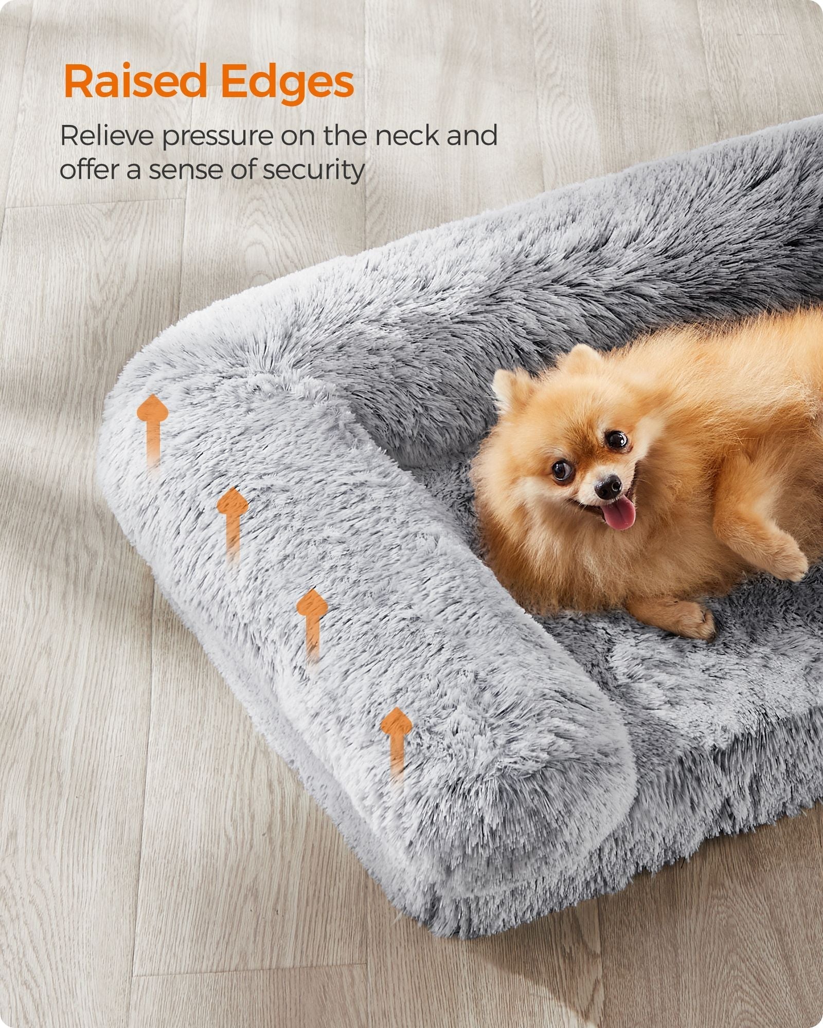 Dog Bed - Egg Crate Foam - Soft Grey - Removable Washable Cover