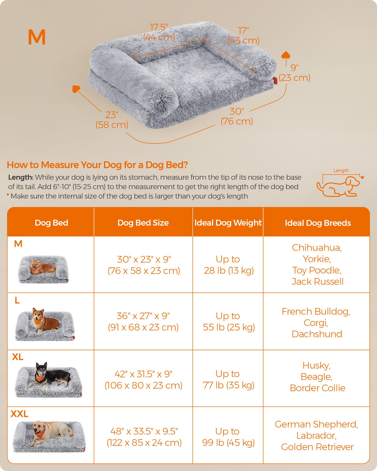 Dog Bed - Egg Crate Foam - Soft Grey - Removable Washable Cover