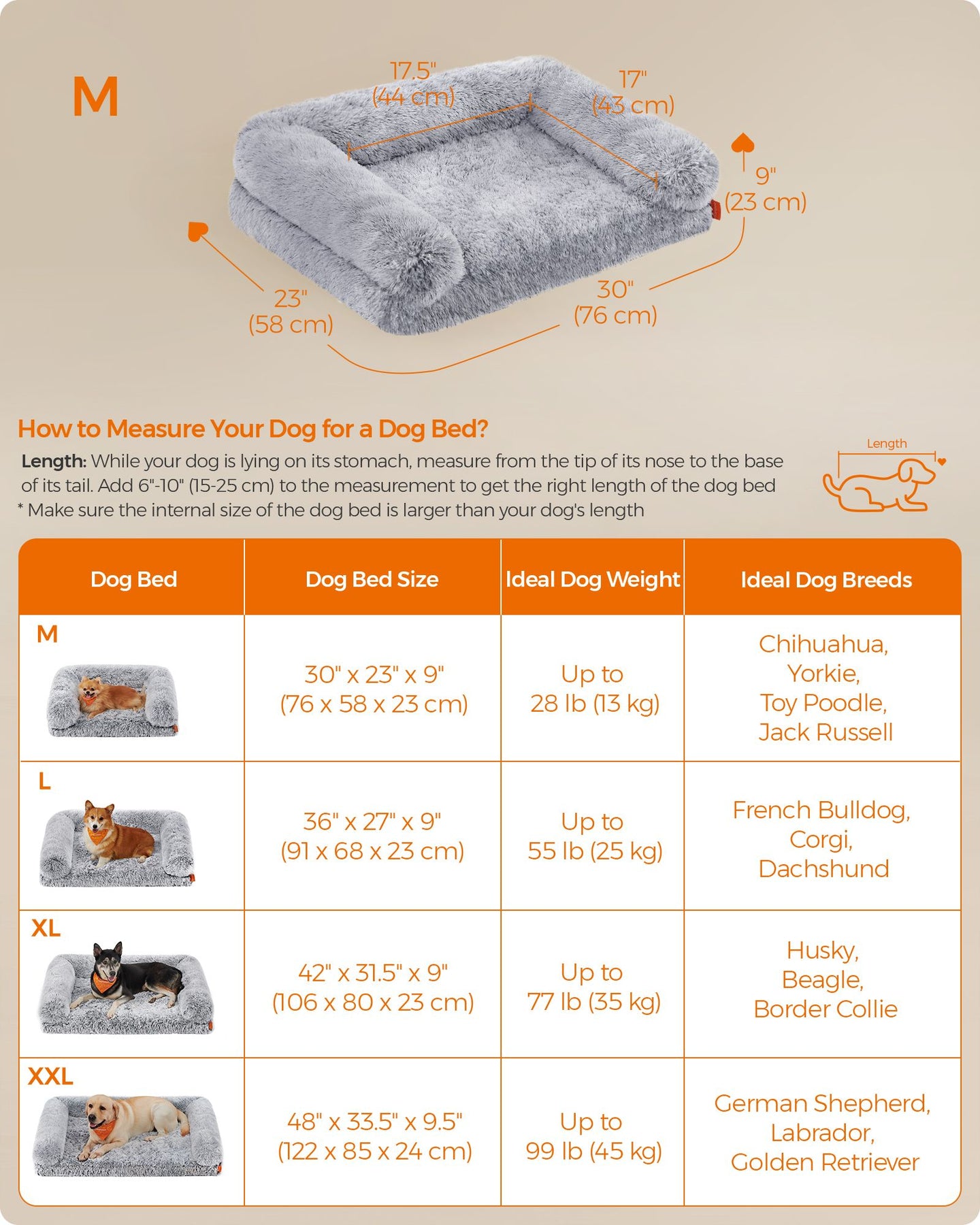 Dog Bed - Egg Crate Foam - Soft Grey - Removable Washable Cover