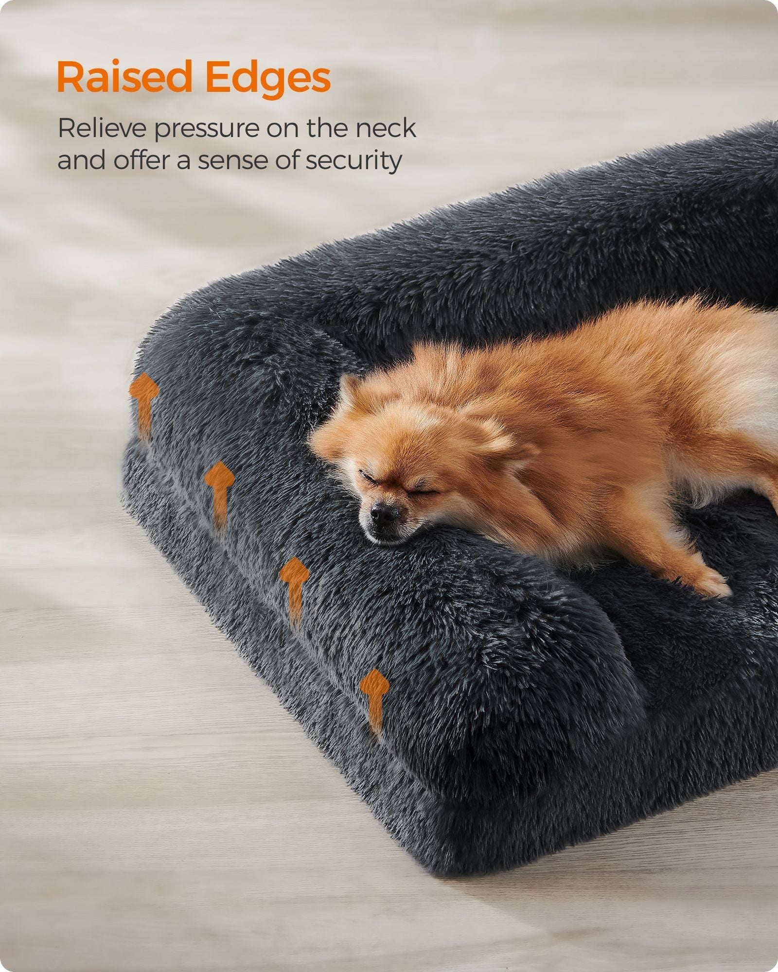 Medium Dog Bed - Egg Crate Foam - Dark Grey - Removable Washable Cover