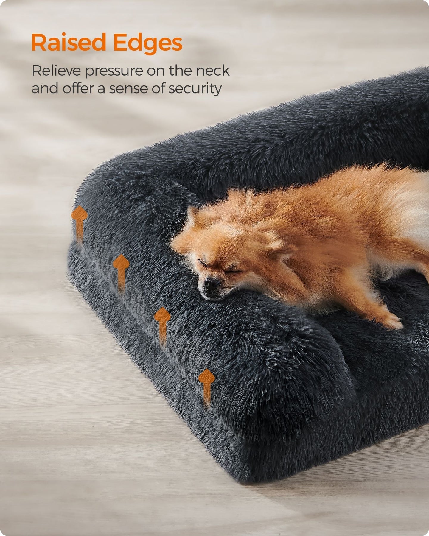 Medium Dog Bed - Egg Crate Foam - Dark Grey - Removable Washable Cover