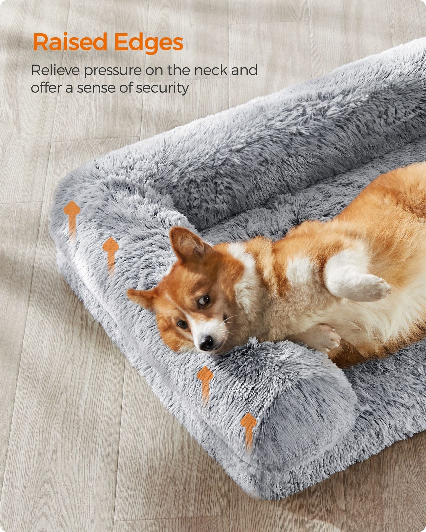 Dog Bed - Egg Crate Foam - Soft Grey - Removable Washable Cover