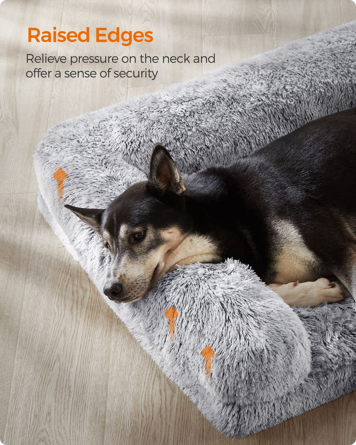 Dog Bed - Egg Crate Foam - Soft Grey - Removable Washable Cover