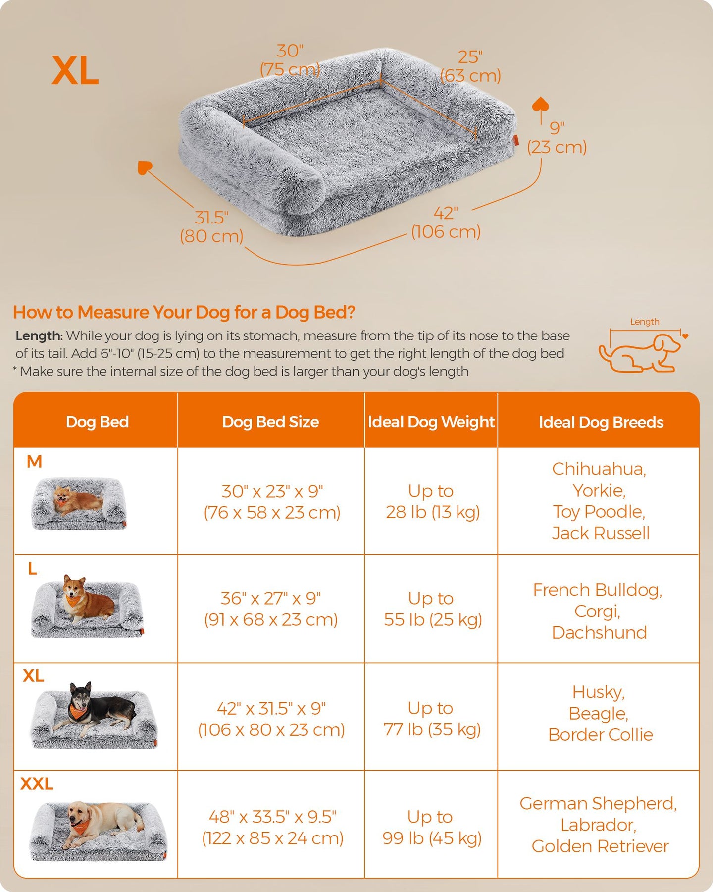 Dog Bed - Egg Crate Foam - Soft Grey - Removable Washable Cover