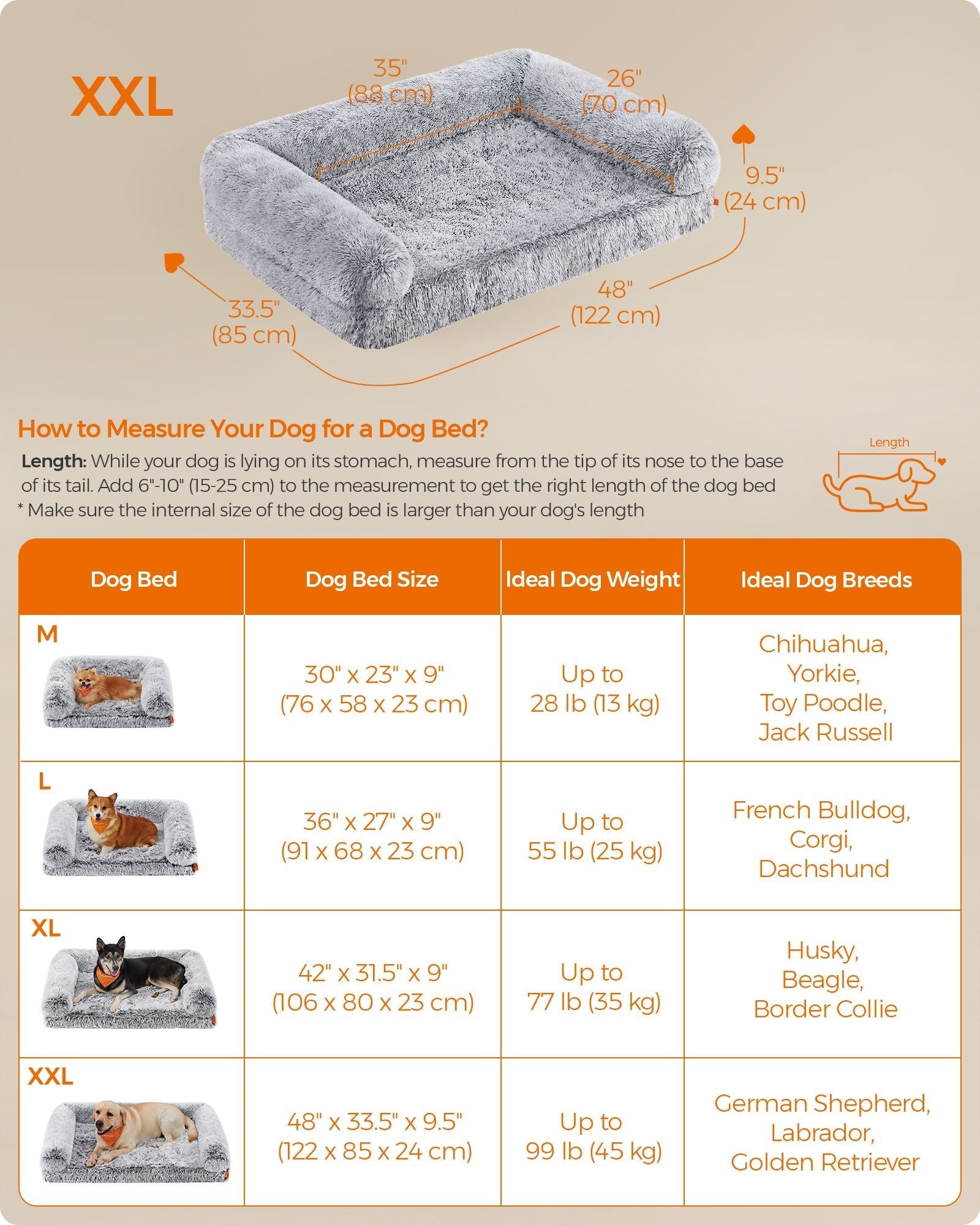 XXL Orthopedic Dog Sofa Bed - Egg Crate Foam - Neutral Color