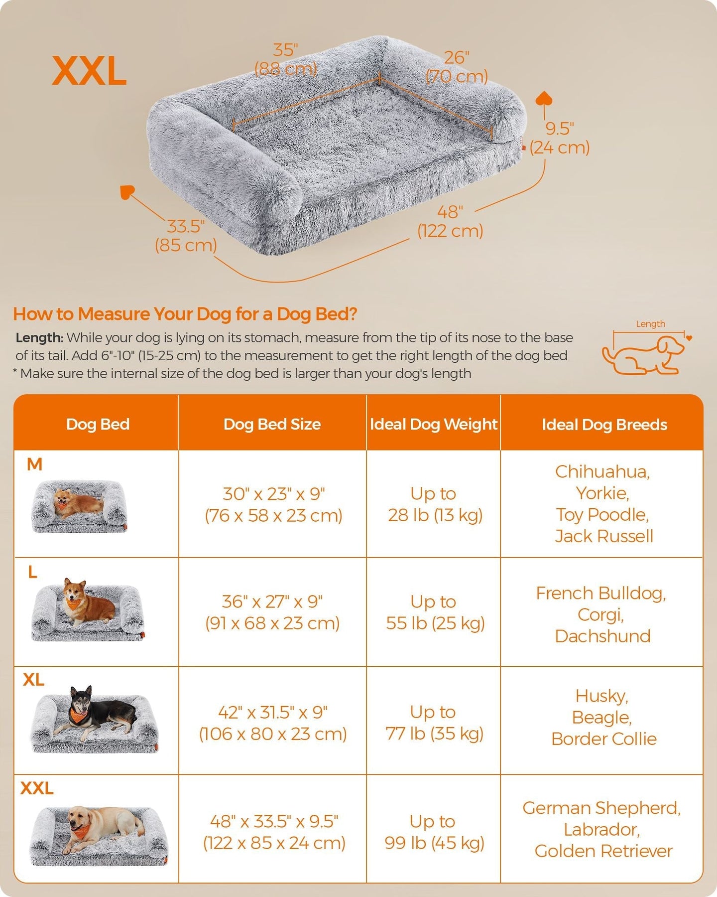 XXL Orthopedic Dog Sofa Bed - Egg Crate Foam - Neutral Color