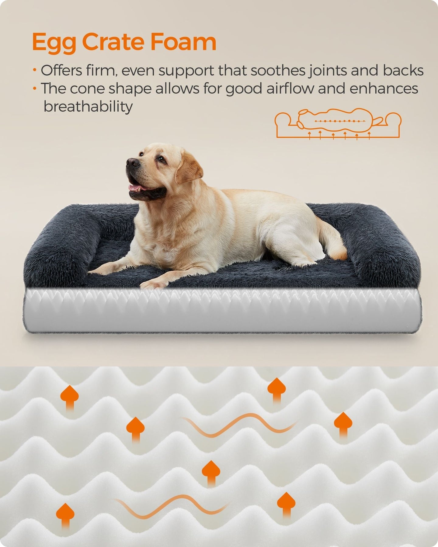 Dog Sofa Bed - Foam - Dark Grey - XXL for Large Dogs