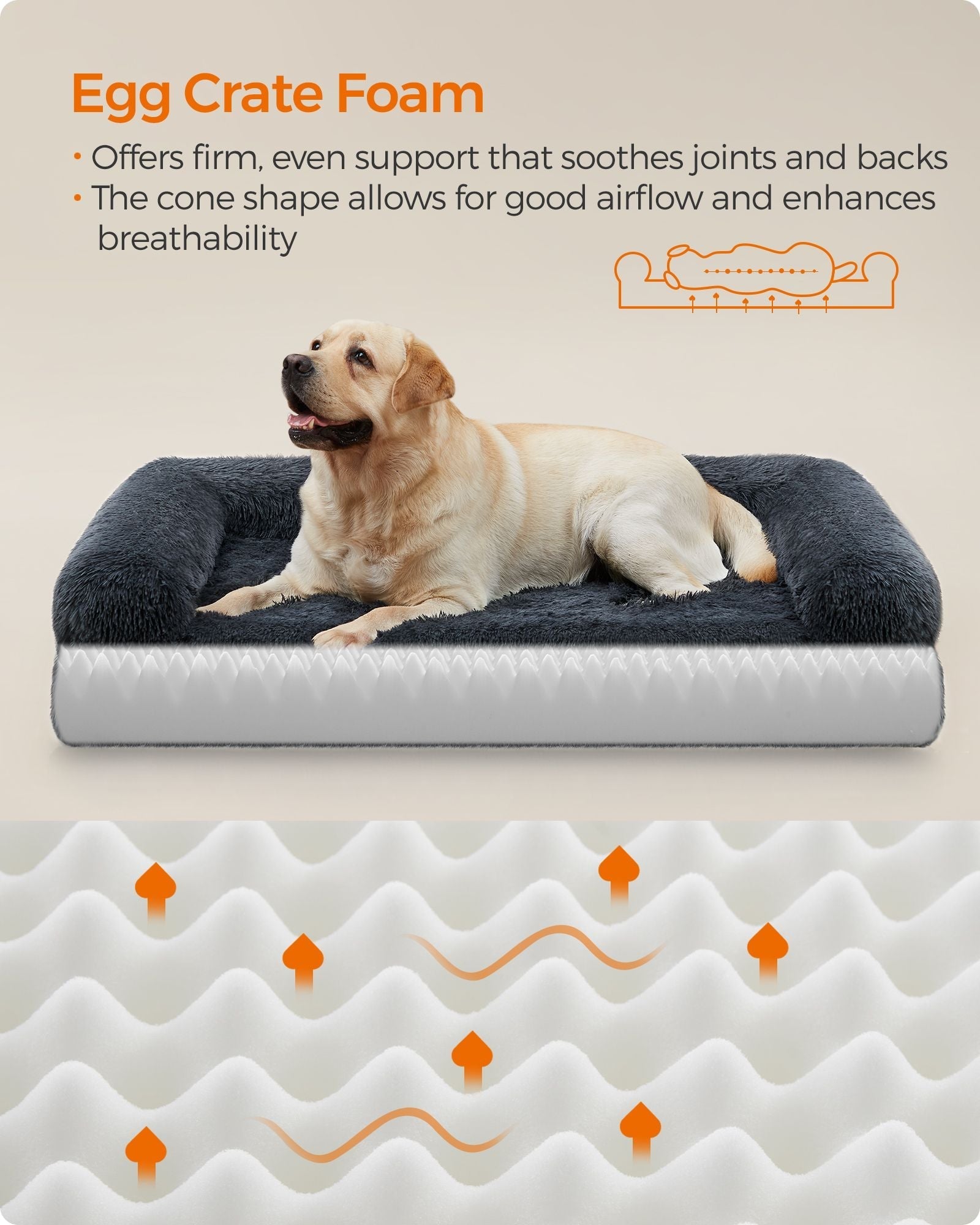 Dog Sofa Bed - Foam - Dark Grey - XXL for Large Dogs