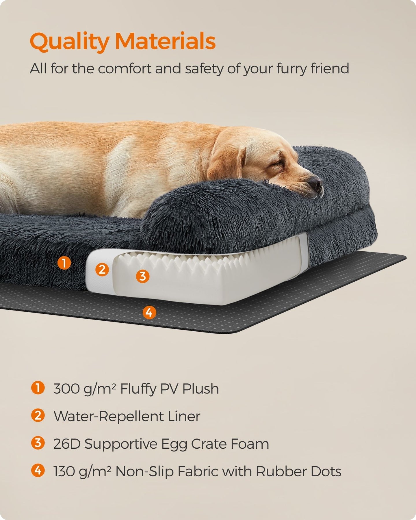 Dog Sofa Bed - Foam - Dark Grey - XXL for Large Dogs